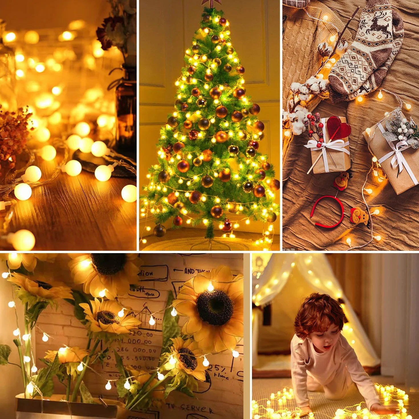 Liyade Guirnalda Luces 15M 120LED Cadena de Luces Exterior Interior 8 Modos Navidad