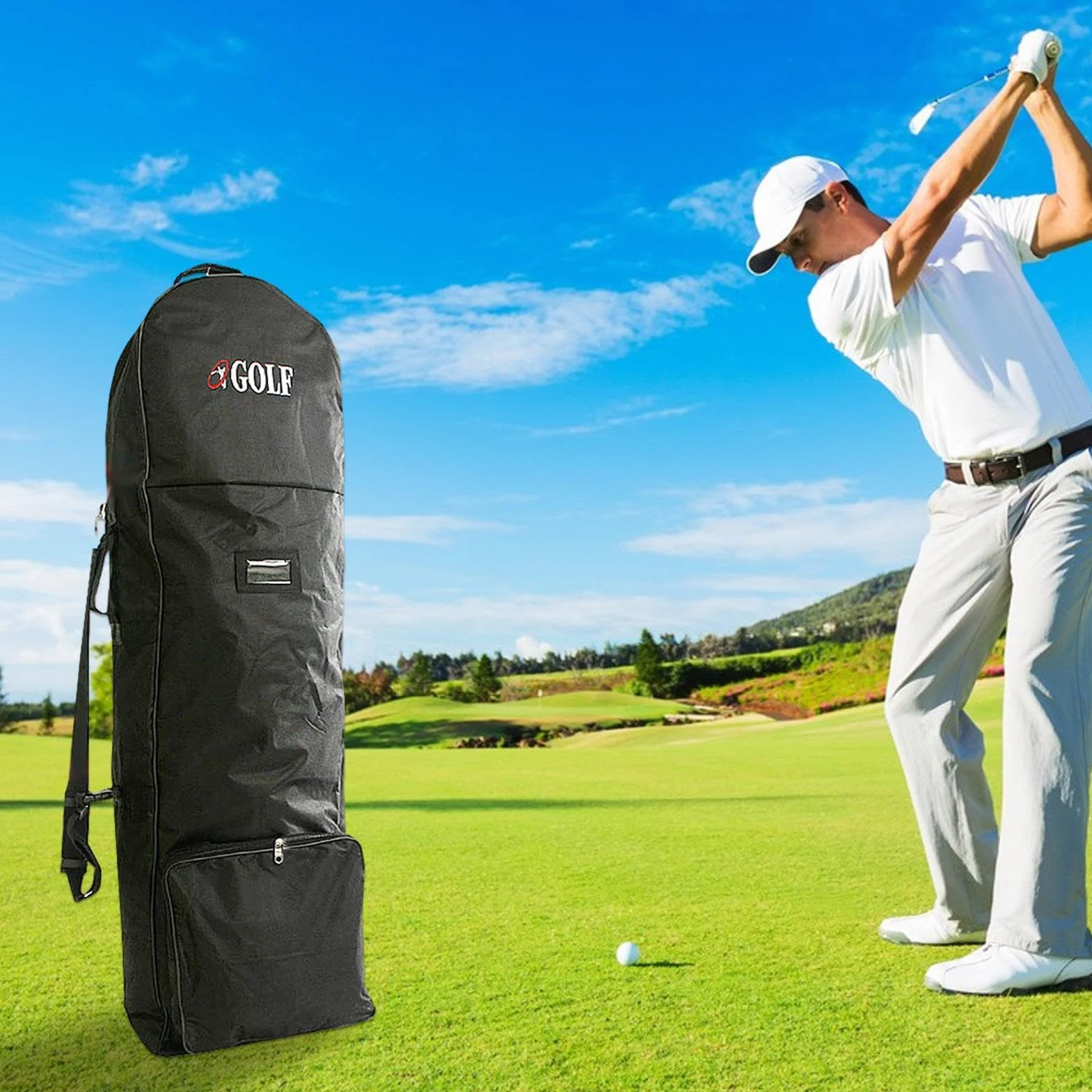 Bolsa de Golf, Bolsa de Golf de Viaje, Protector de Transporte de de Golf con Correa Ajustable, Bolsa de Viaje para protección de Vuelo de Golf con Ruedas para la