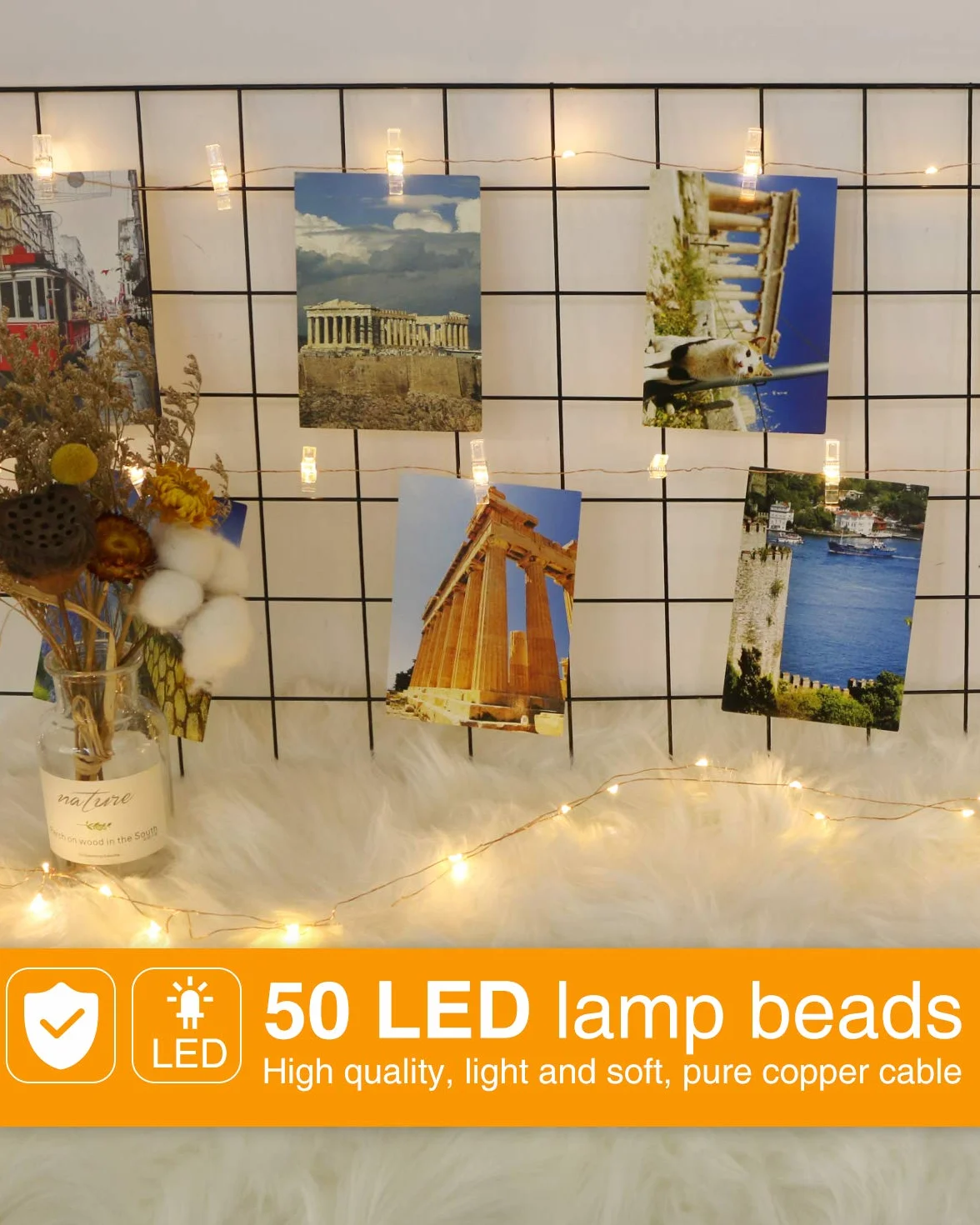 Kolpop 5m 50 LED Clip Cadena de Luces Fotoclips Guirnalda para Colgar Fotos Decoración