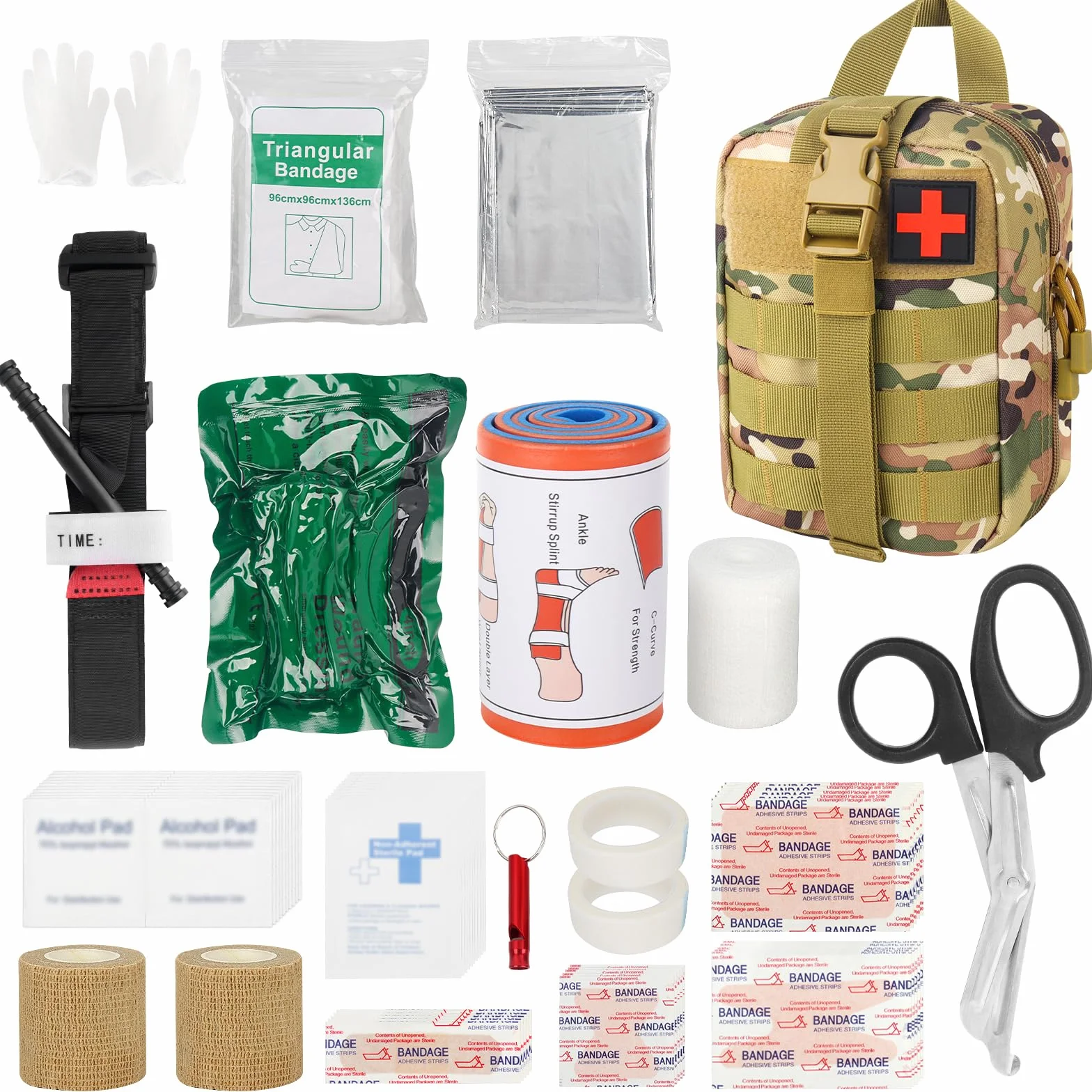 Botiquín de Primeros Auxilios Táctico 54 Piezas Militar Kit de Emergencia Camuflaje PRO