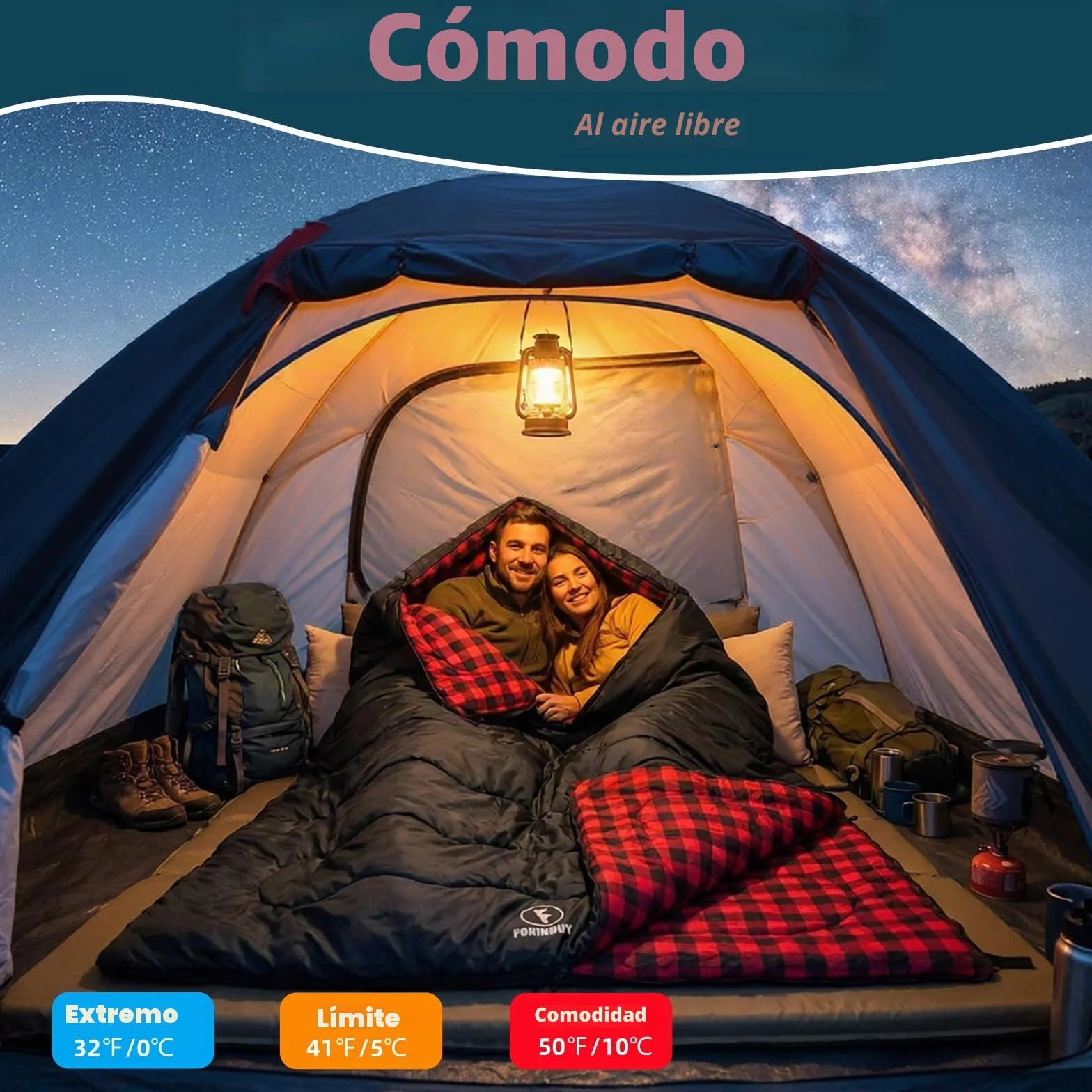 Sacos de Dormir Doble de algodón en Invierno, Saco de Dormir de Franela Grandes Impermeables y cálidos para 2 Personas, adecuados para Acampar al Aire Libre, Viajes en Autocaravana