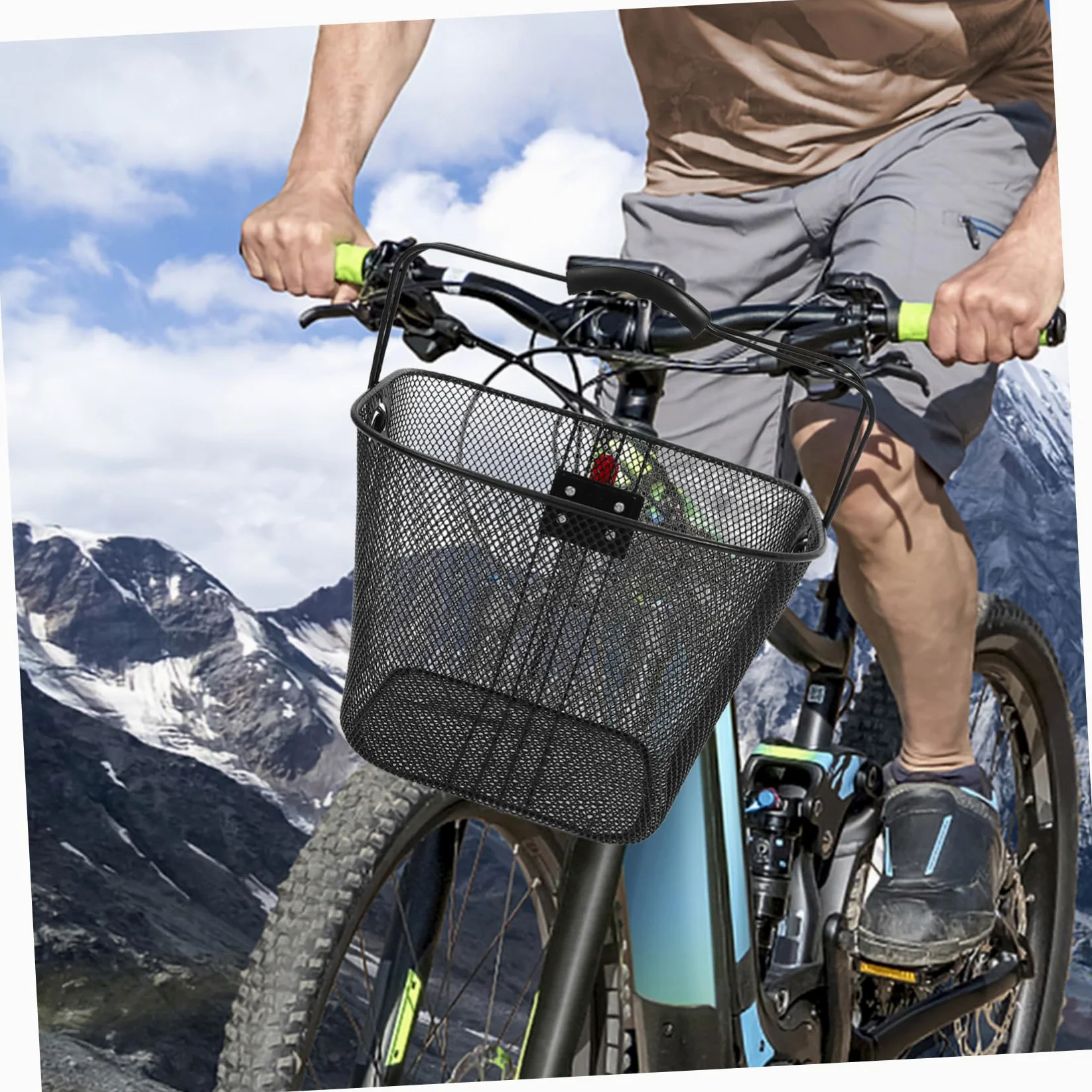 UPKOCH Cesta de Bicicleta Desmontable de Hierro y Plástico Negro | Uso Exterior, Estable y Resistente, Diseño Portátil, Compatible Manillar Delantero