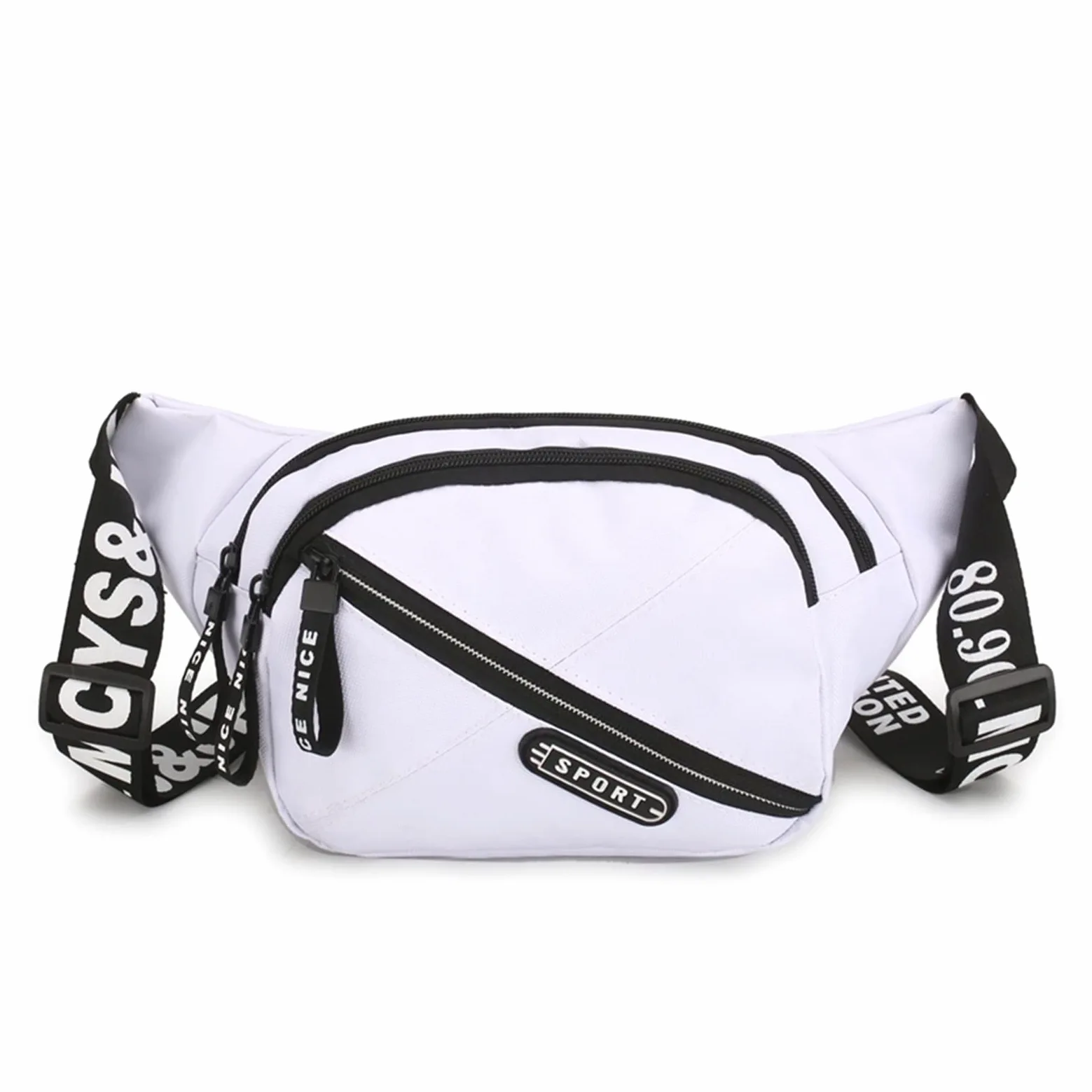 Unisex Fanny Pack Canvas Fashion Letting Cinturón de Cintura Bolso Crossbody Crossbody for Hombres Mujeres (Color : White)