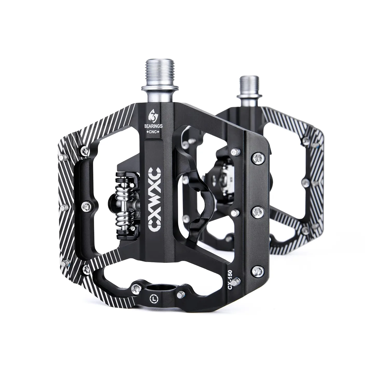 CXWXC Pedales SPD para bicicleta de dos lados MTB con 3 posiciones selladas de aleación de aluminio de 9/16 pulgadas, plataforma ancha, pedales de clic para MTB o bicicleta de carretera