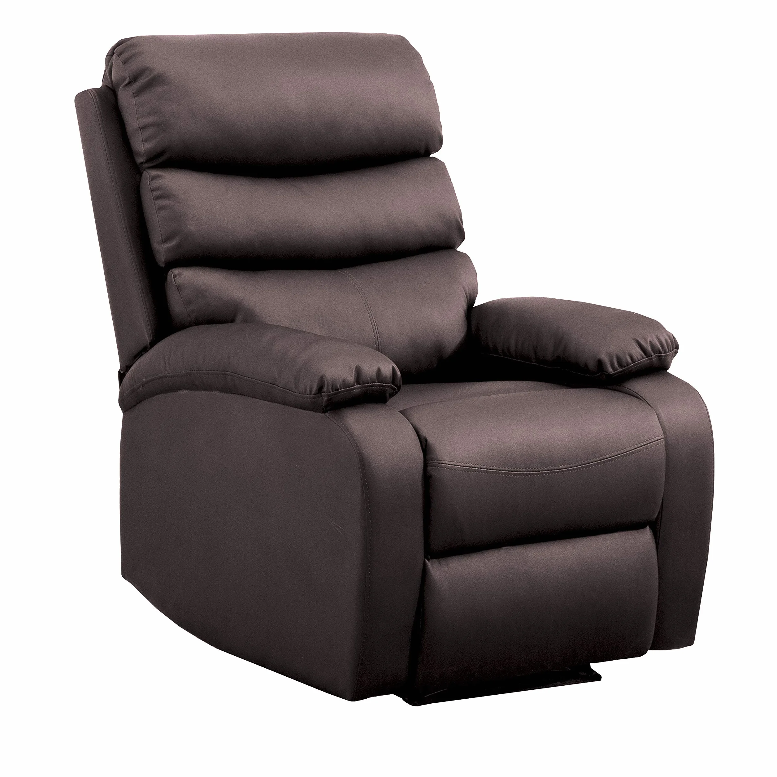 Sillón Masaje Relax Extra Acolchado Marrón Wengué Reclinable Función Calor Lumbar 5 Modos 8 Motores Mando Control 4 Zonas Masaje Polipiel