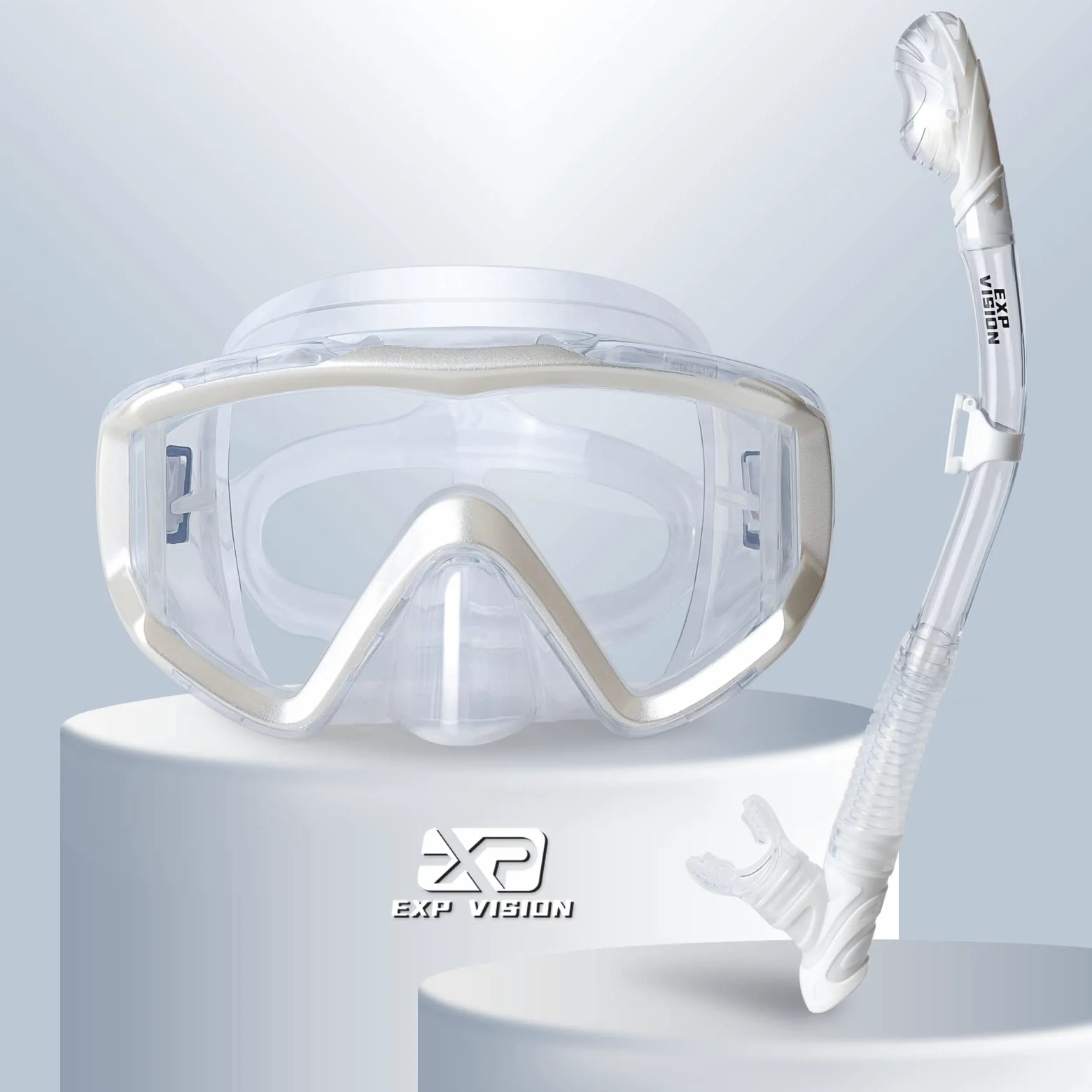 Pano - Juego de esnórquel de 3 ventanas para adultos, gafas de esnórquel profesionales, máscara de buceo antivaho, gafas de natación antifugas y esnórquel de parte superior seca para buceo, esnórquel