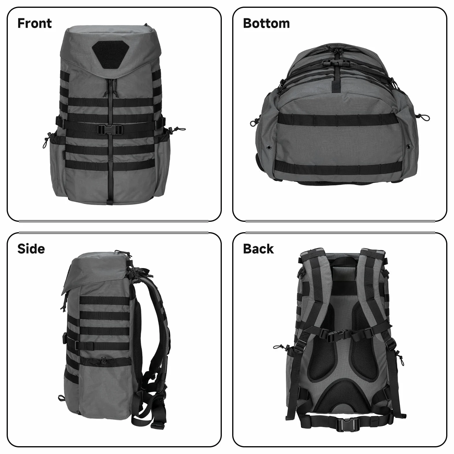 EXCELLENT ELITE SPANKER Mochila Militar Táctica Molle Mochila de Camping Mochila de Caza para Senderismo, Excursión y Viajes(GRY)