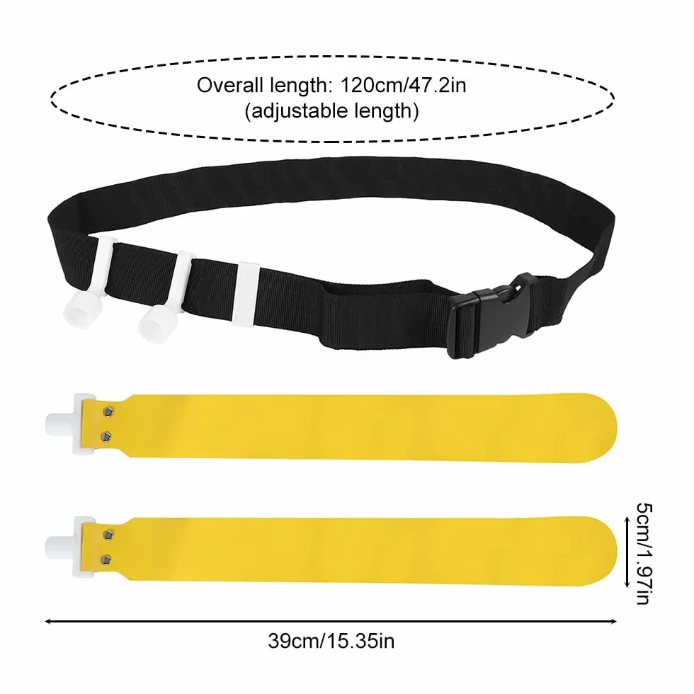 DONGKER Juego de banderas y cinturones, banderas de fútbol, cinturón de fútbol de PVC, 2 banderas, hebilla de liberación para equipos de entrenamiento juvenil y adulto, amarillo, 1
