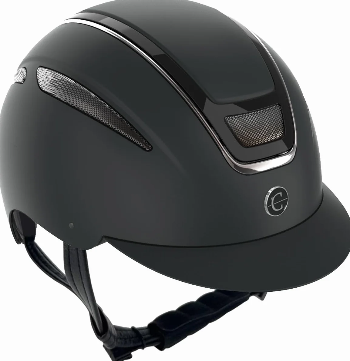 Covalliero Casco de equitación Elite, para mujer, ventilación óptima, correa de piel sintética, forro interior extraíble, carcasa dura ABS, negro, L/59-61 cm