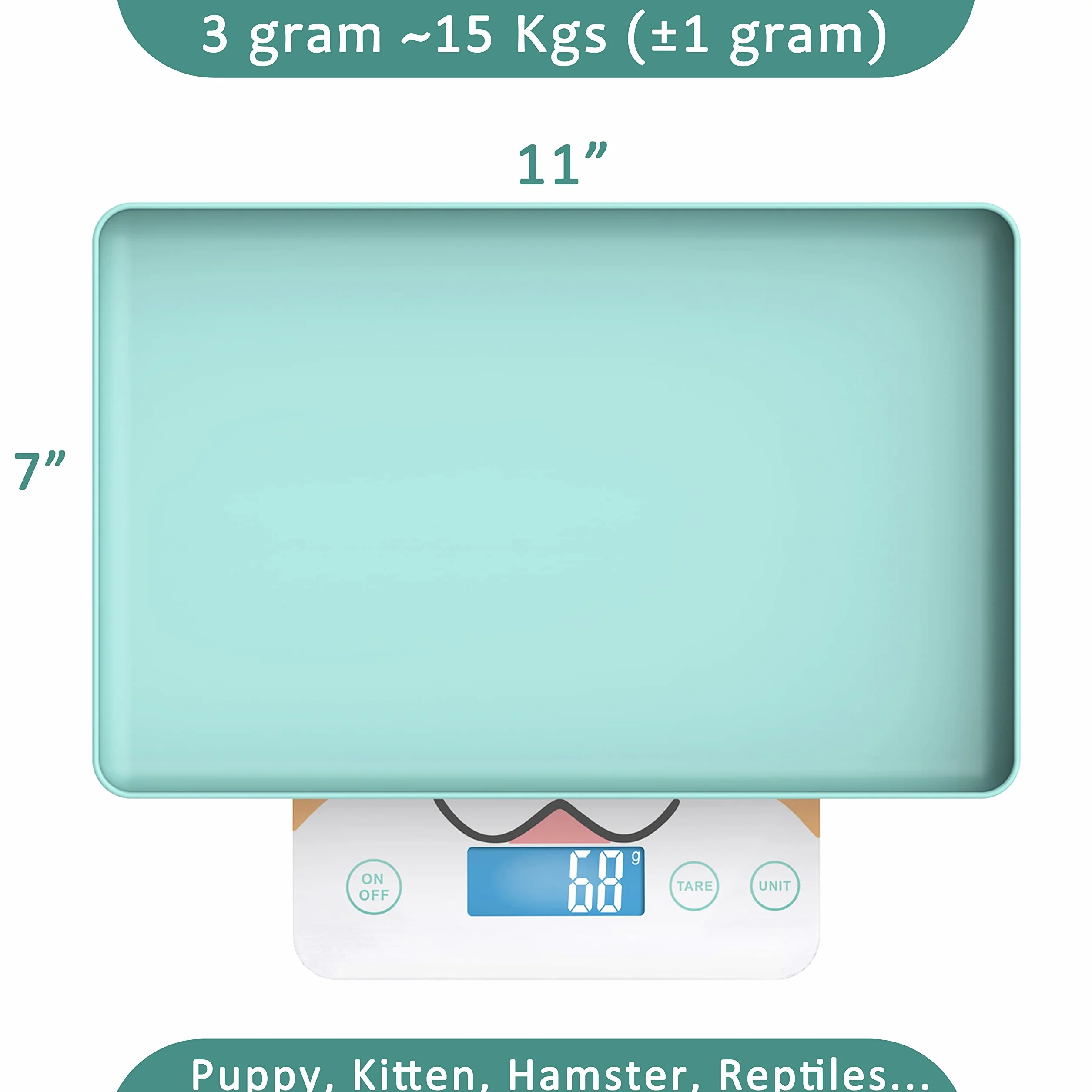 Báscula para cachorros 15 kg precisión ±1 g bandeja extraíble