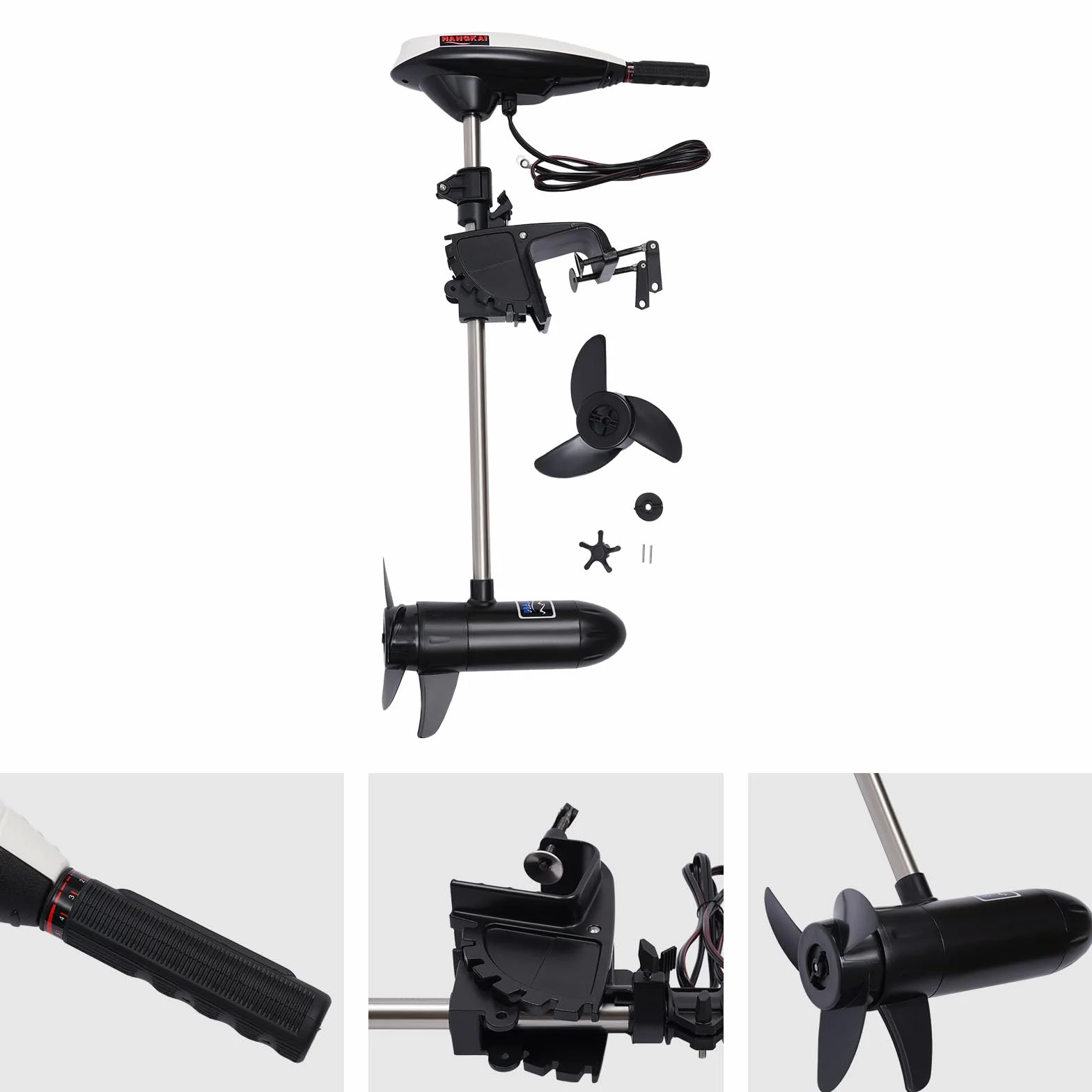 Motor Eléctrico Fueraborda 45 lbs de Empuj, 12V Motor Eléctrico Barco 400kg Capacidad de Carga para Canoa Bote Kayak Botes Inflables