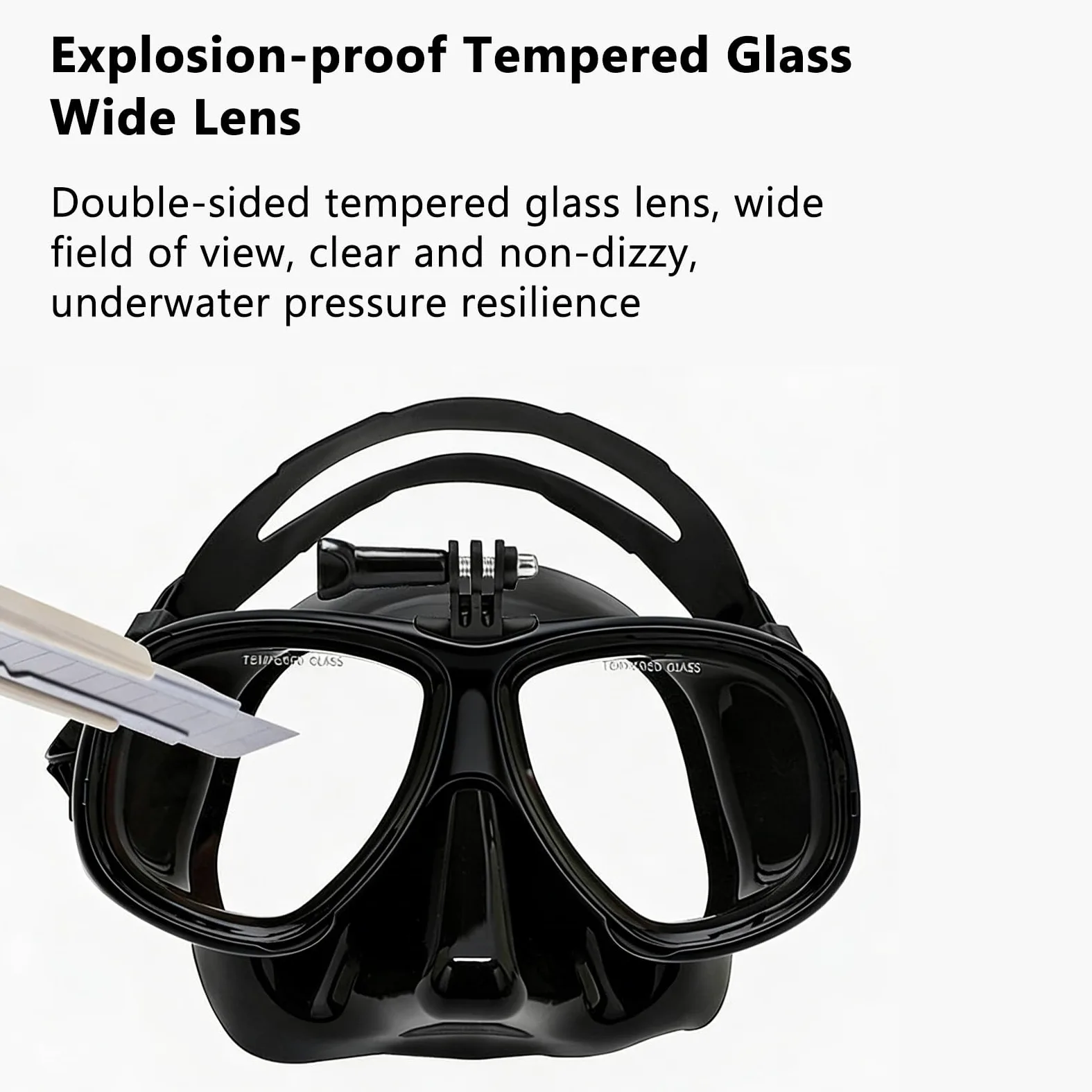 Máscara Snorkel Seca con Soporte Cámara, Gafa Silicona Cómoda | Equipo de Snorkel con Base para cámara; System Seco Respirable, Ideal para Buceo Turístico y Viajes