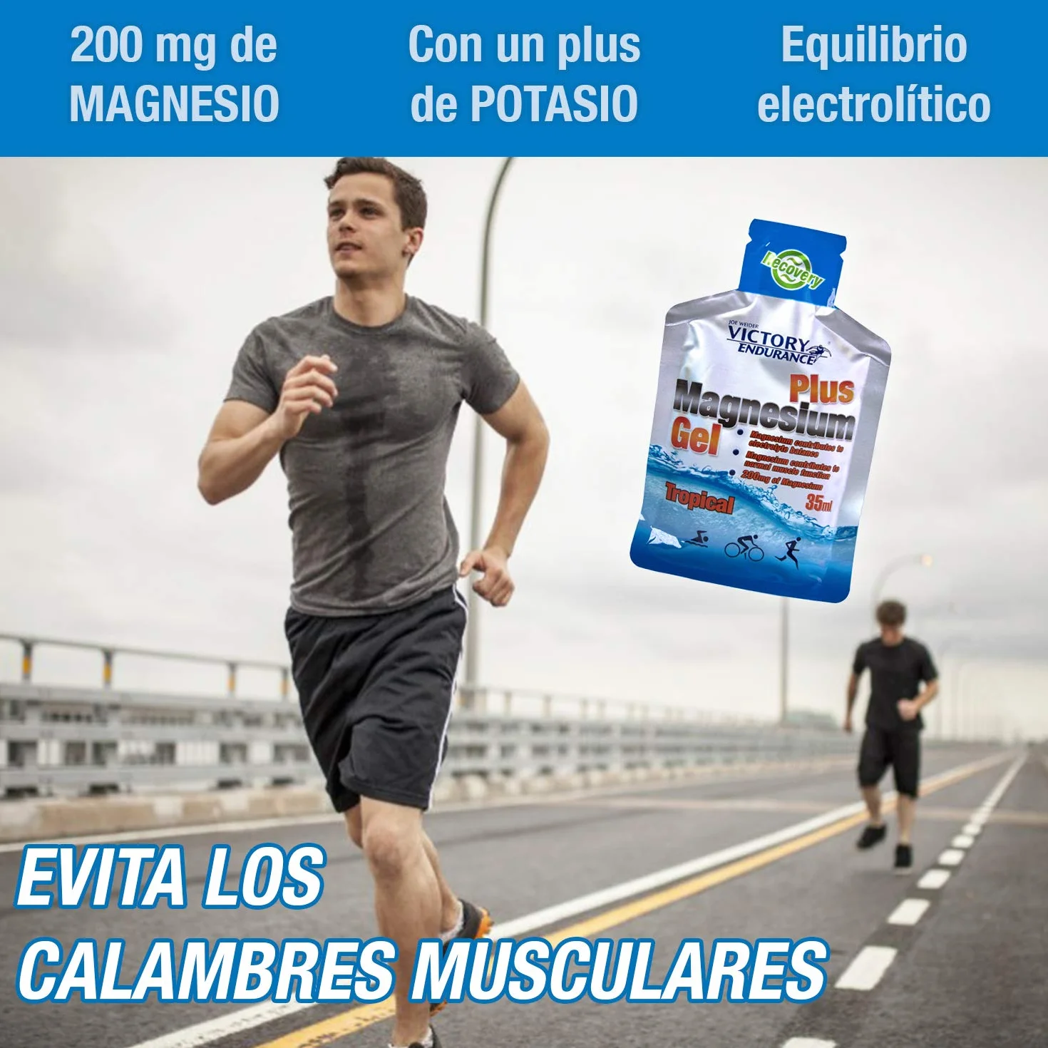 Victory Endurance Magnesium Gel Plus 35ml x 12 - Suplemento con Potasio para Calambres Musculares