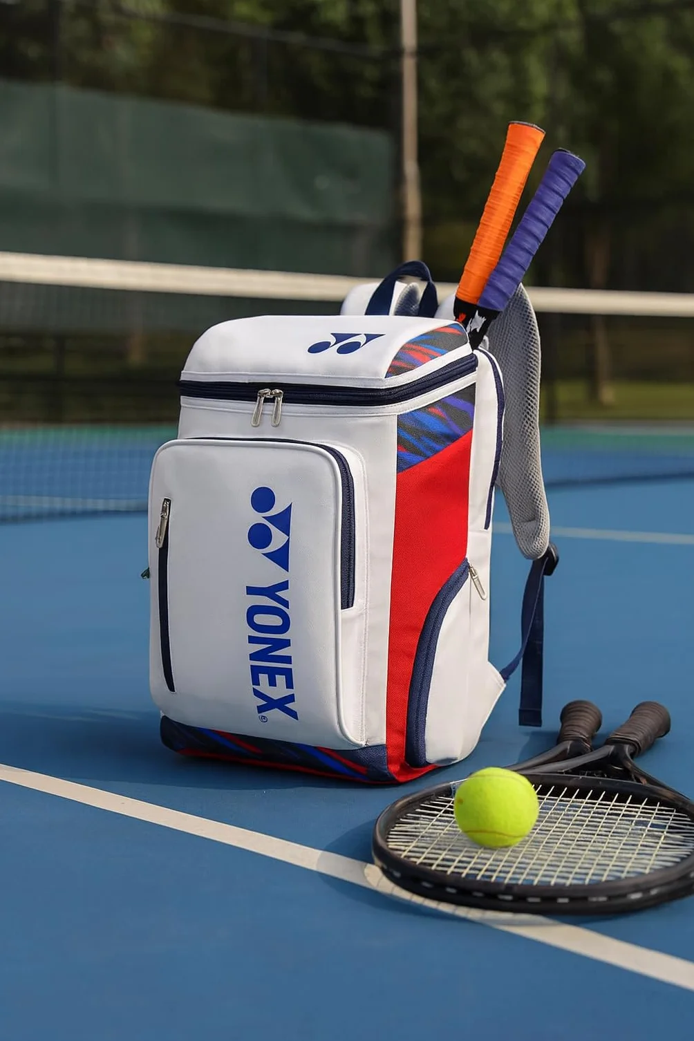 YONEX Mochila deportiva bolsa de raqueta con múltiples compartimentos para bádminton y tenis compartimento para zapatos