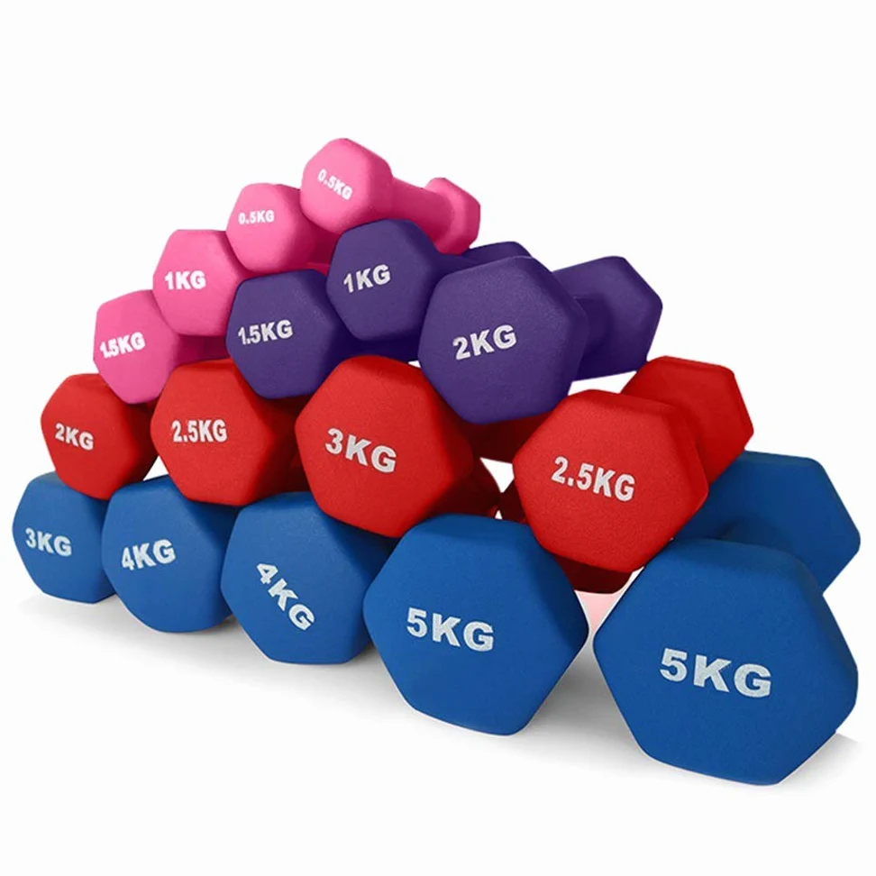 AKT Mancuernas Hex de Neopreno Conjunto (1 Par) - 0.5kg - 5kg Pesas de Entrenamiento Aeróbicos Yoga Entrenamiento de Fuerza Caminar Baile Fitness y Rehabilitación