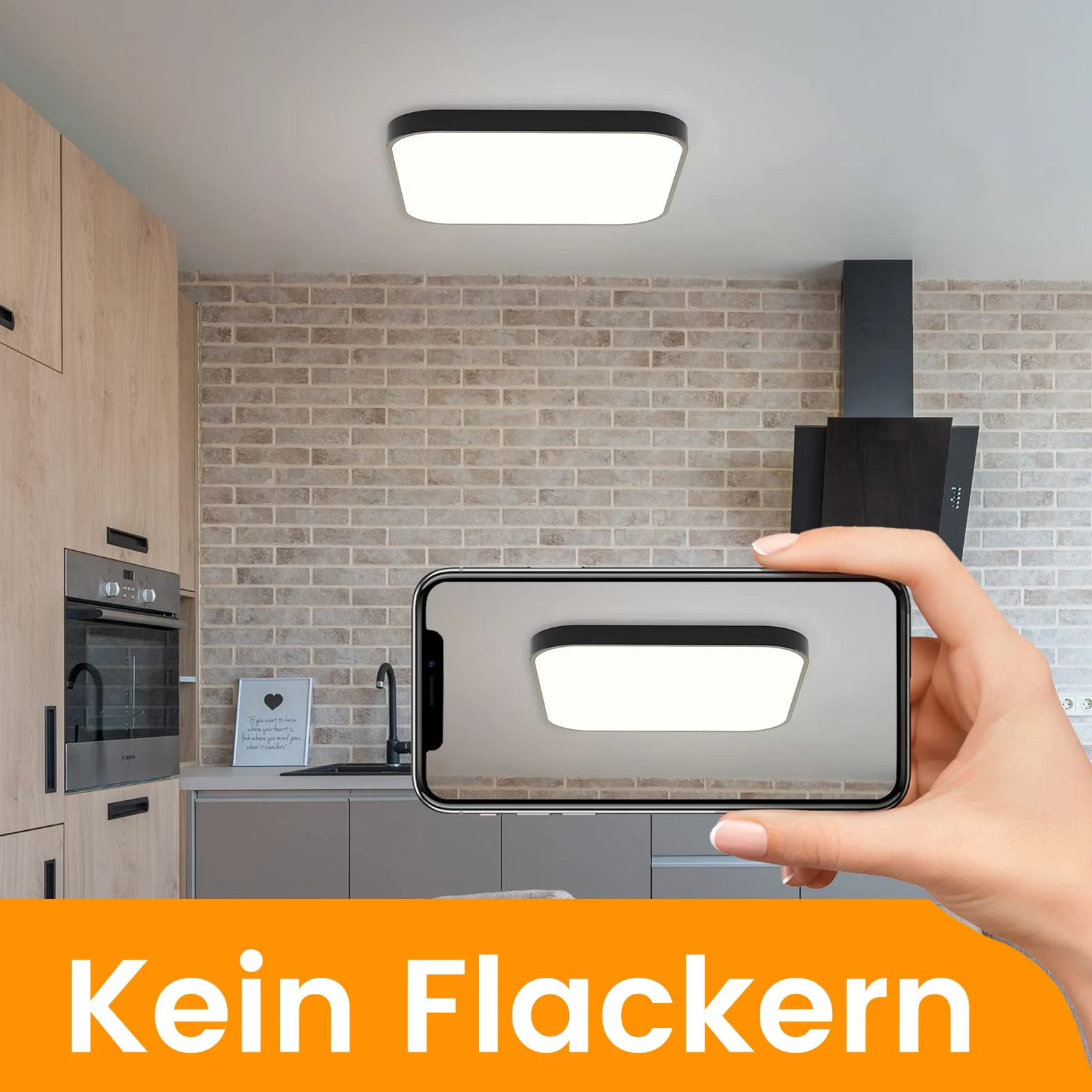 ZMH Lámpara de Techo LED Regulable 15W Negro 27cm IP44 Impermeable con Mando a Distancia