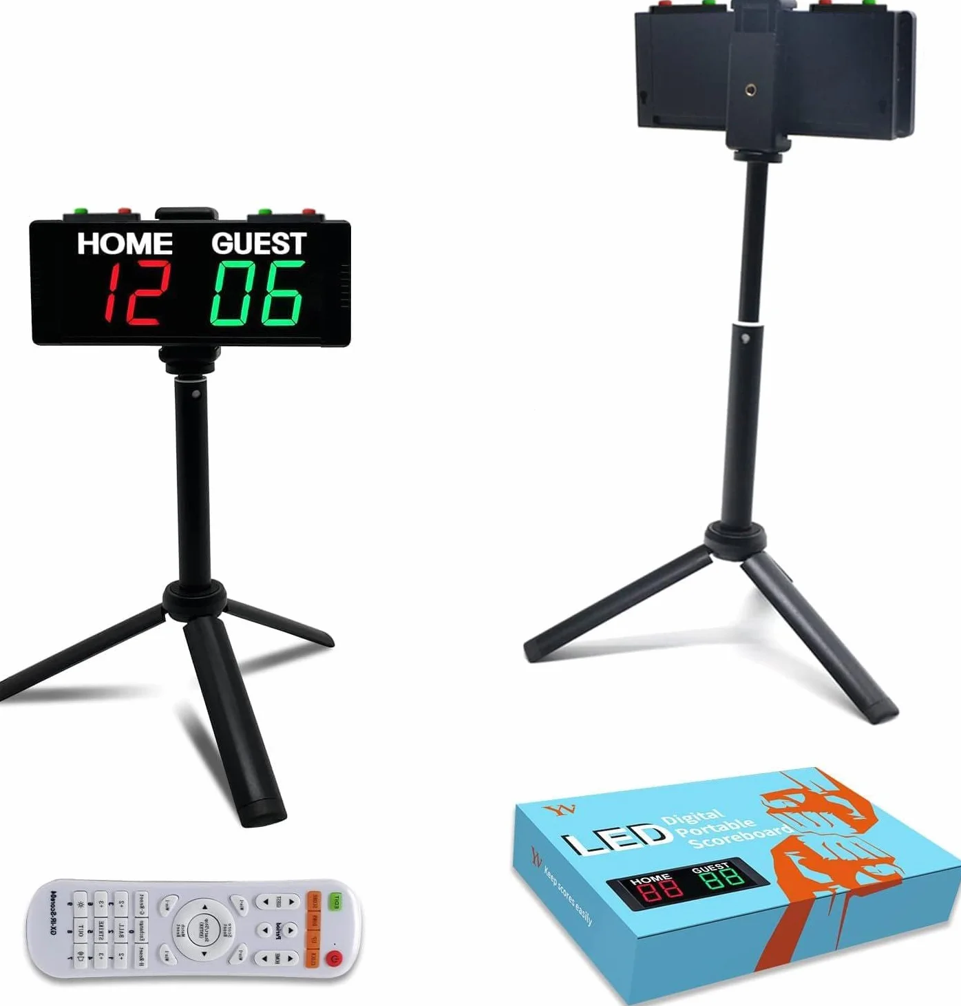 Marcador Digital con Temporizador y Control Remoto, Marcador Electrónico con Soporte para Juegos de Patio Cornhole