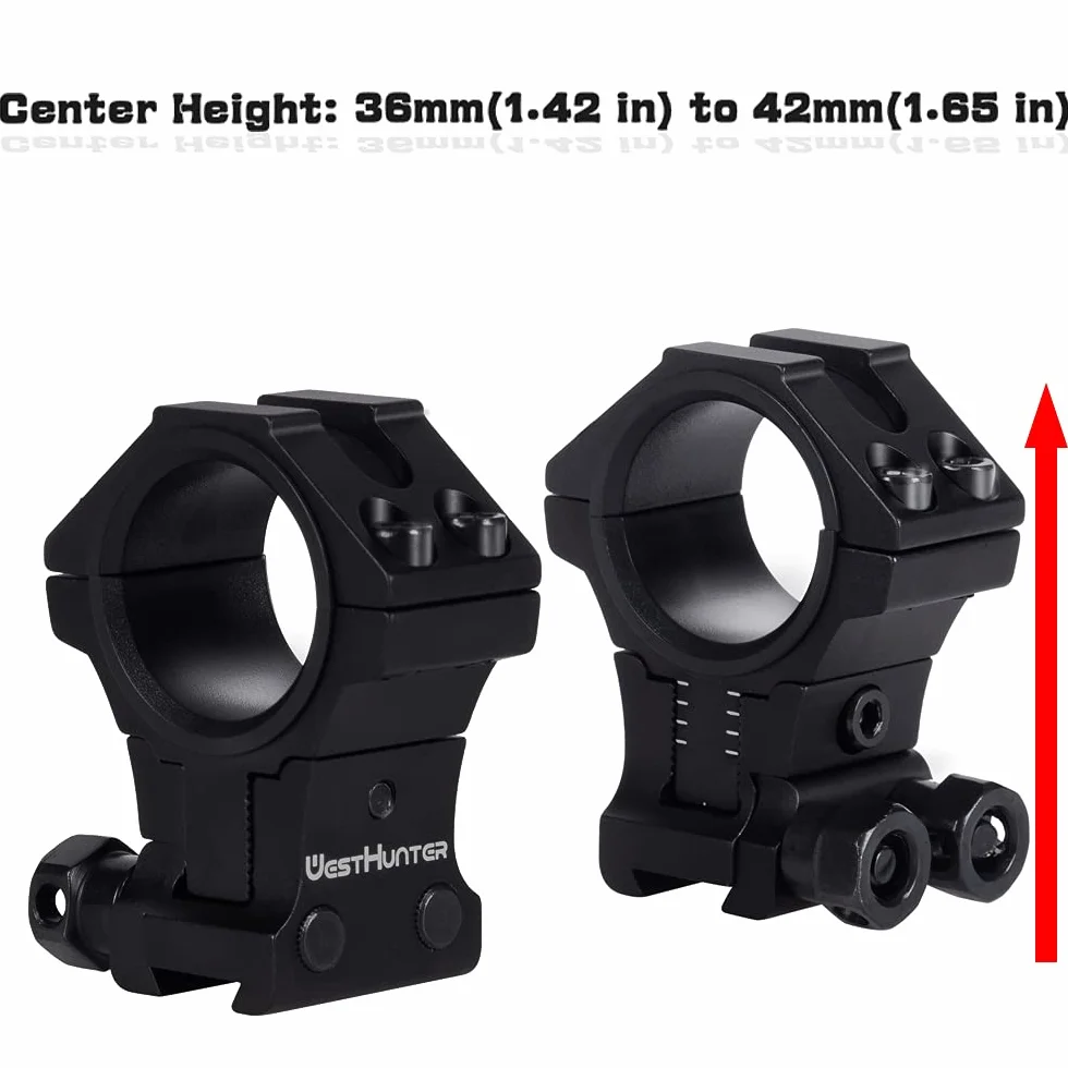 Anillas Ajustables para Mira Telescópica WestHunter Optics,Soporte de Precisión para Instalar Miras de 30mm & 25.4mm en Rieles de Cola de Milano de 11 mm | Black