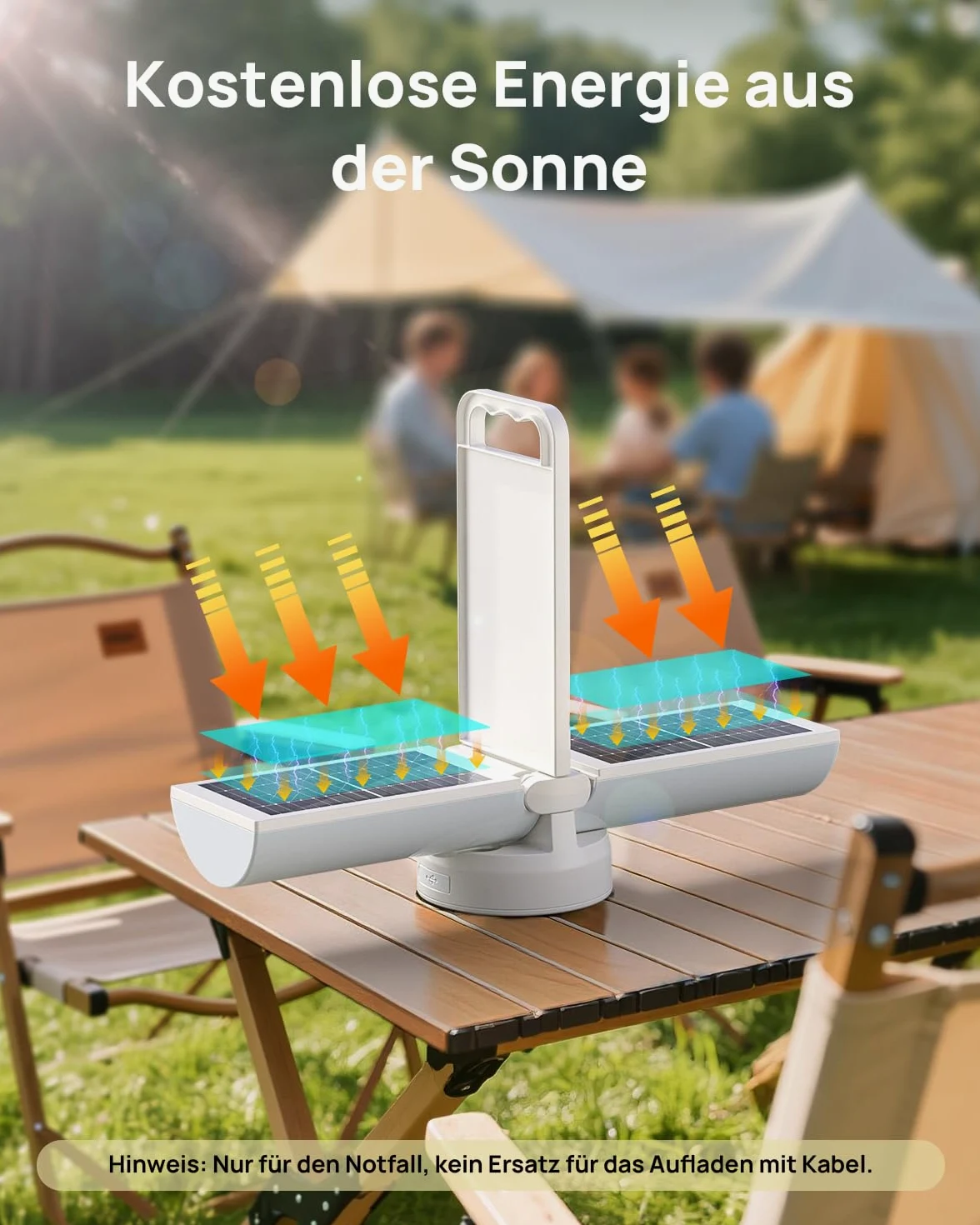 Eventek Luz Camping Solar 8000mAh, Ultra Brillante Doblar LED Lampara Camping con 3 Modos y Control Táctil, IPX5 Linterna Camping Recargable para Los Cortes de Energía, Tienda, Senderismo, Emergencia