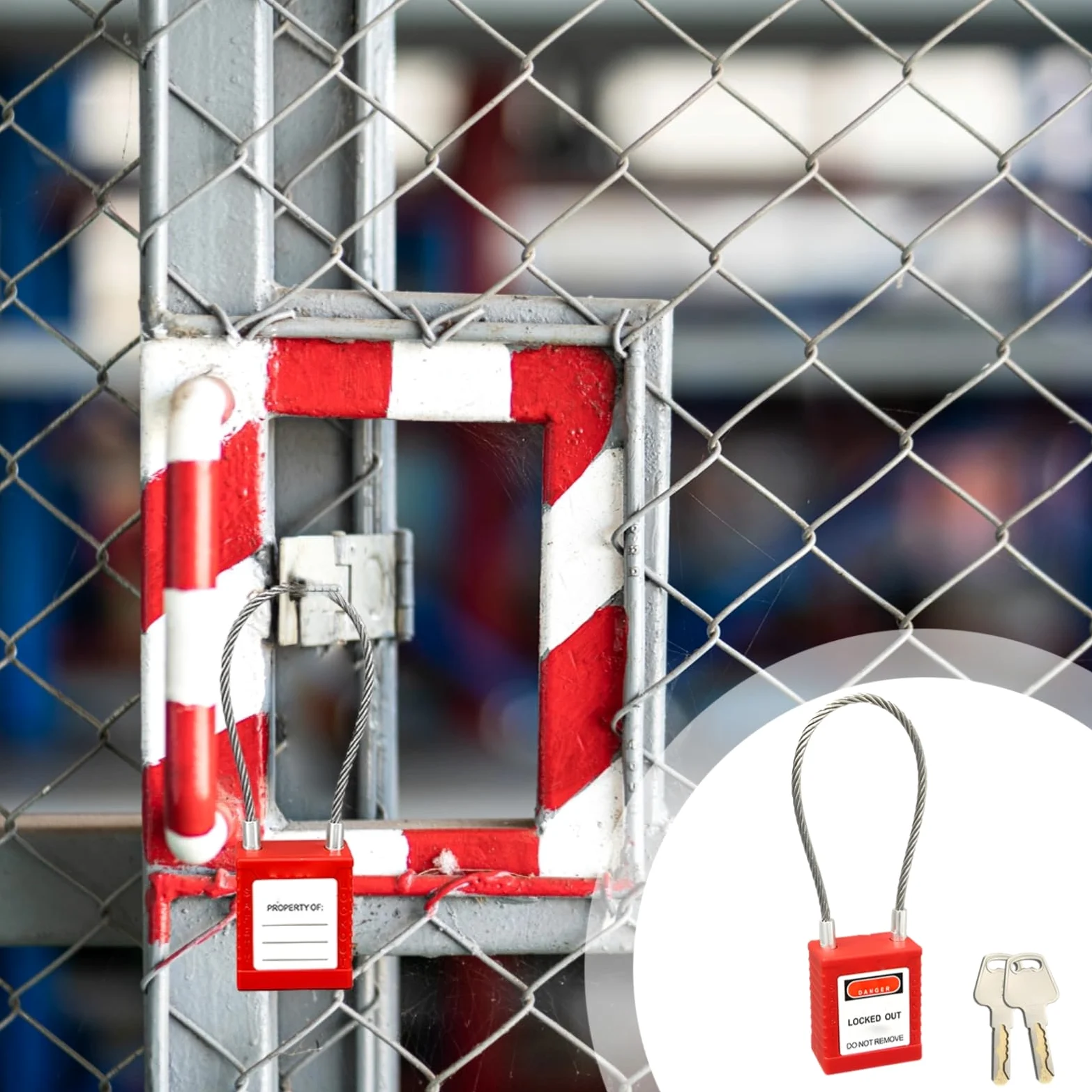 10 cerraduras de cable de acero con llave diferente, candados de seguridad industrial, cerraduras eléctricas seguras, cable de 90 mm, 20 llaves incluidas