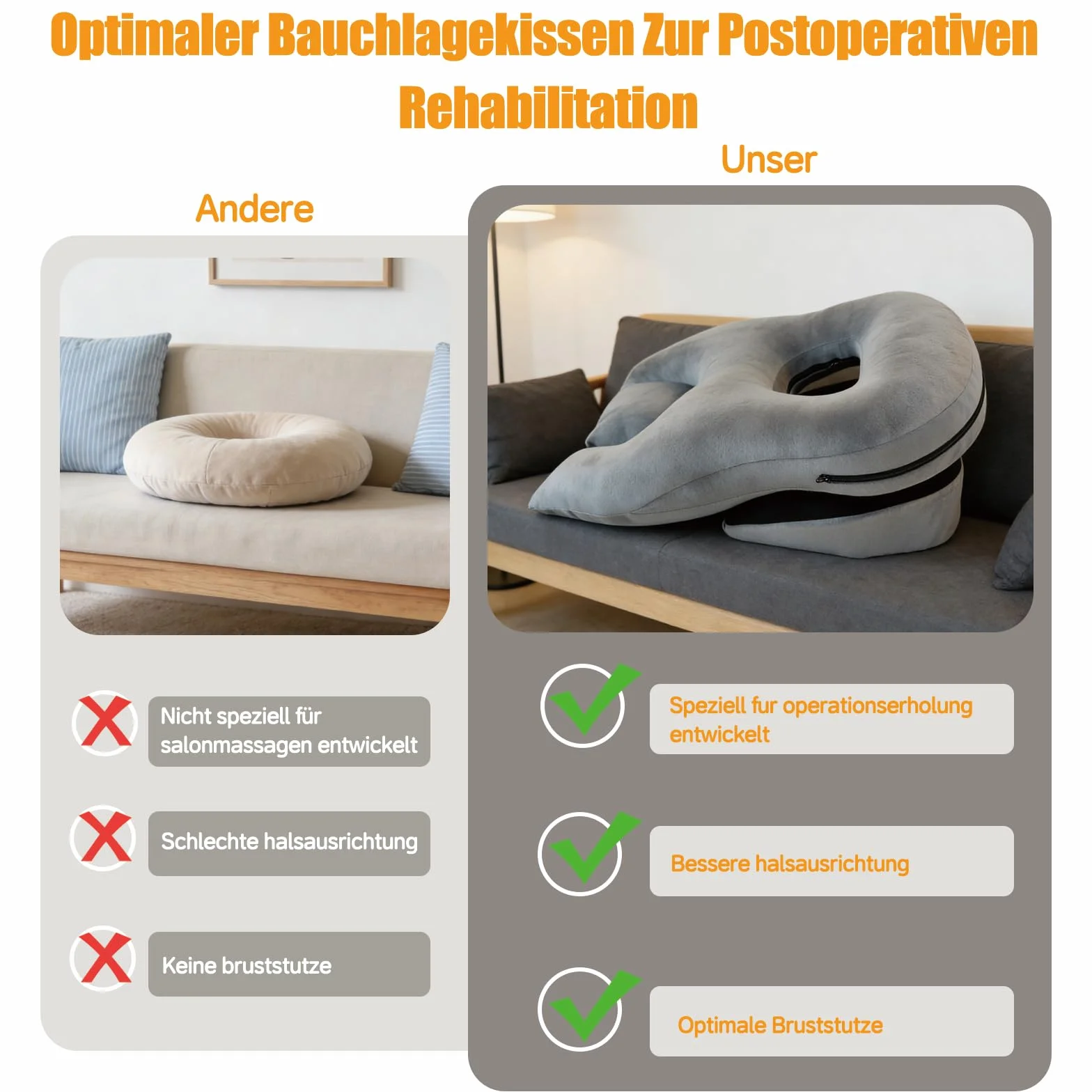 Almohada facial para dormir, almohada boca abajo para dormir para el apoyo después de intervenciones, cabecero de masaje ajustable en altura para la cama, equipo de recuperación de vitrectomía