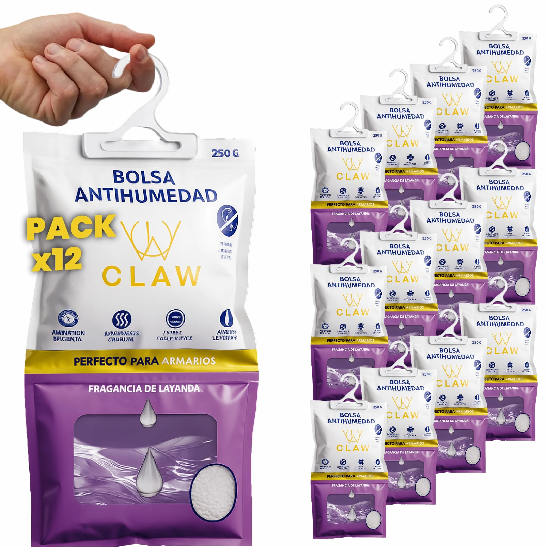 Bolsas Antihumedad 3KG Armario Ropa – Deshumificador Colgante con Fragacia de Lavanda