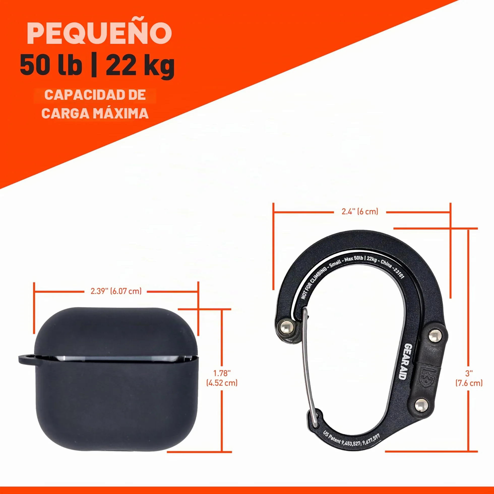 GEAR AID HEROCLIP Clip y Gancho de Mosquetón (Pequeño) para Bolso, Cochecito y Mochila