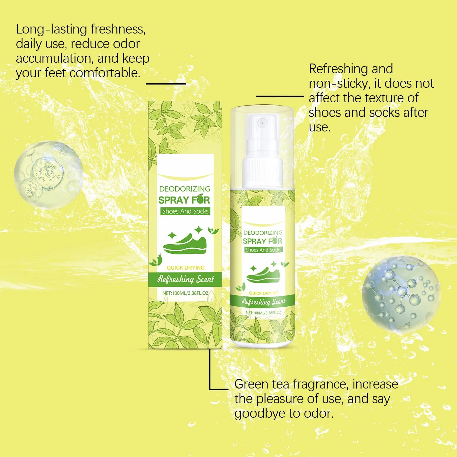 Spray desodorante para zapatos eliminador de olores fórmula vegetal