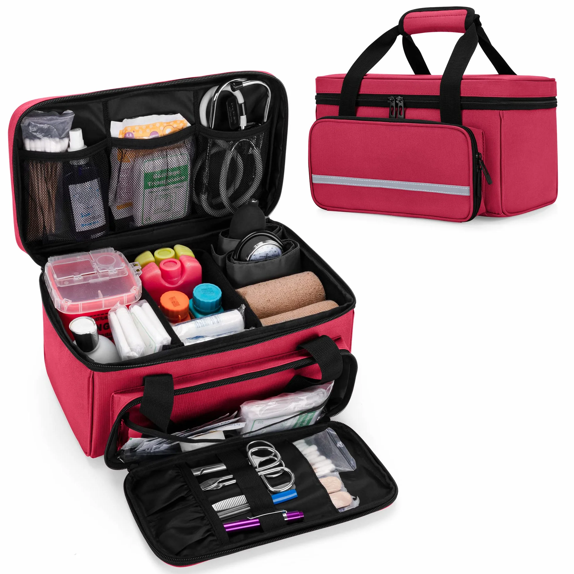 CURMIO Botiquín de Primeros Auxilios Vacío, Bolsa Médica de Emergencia Rojo