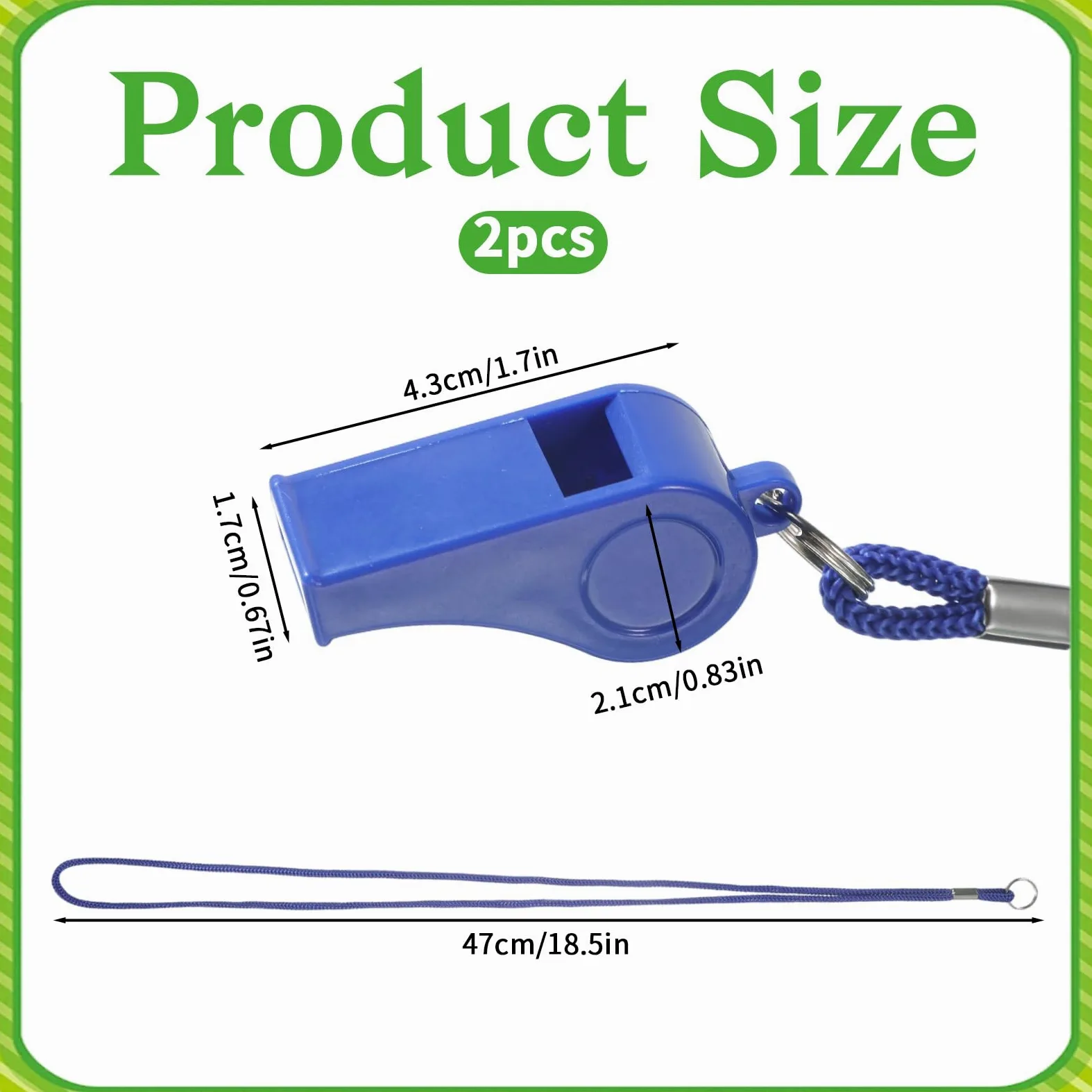 2 paquetes de silbato azul, silbato para entrenadores con cordón, silbatos de plástico para profesores, silbato de sonido fuerte y nítido, silbato de emergencia para adultos, oficiales de