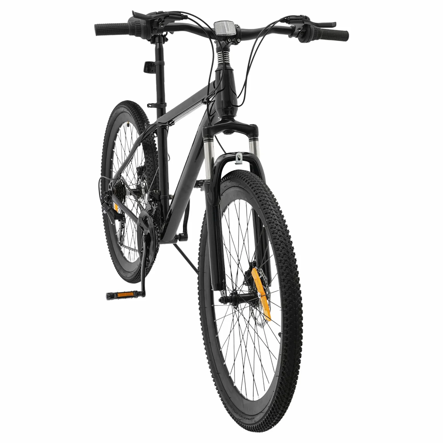 Bicicleta de montaña Hardtail de 26 pulgadas, bicicleta para adultos con frenos de disco de 21 velocidades, horquilla de suspensión, marco de acero resistente y luces LED para adultos