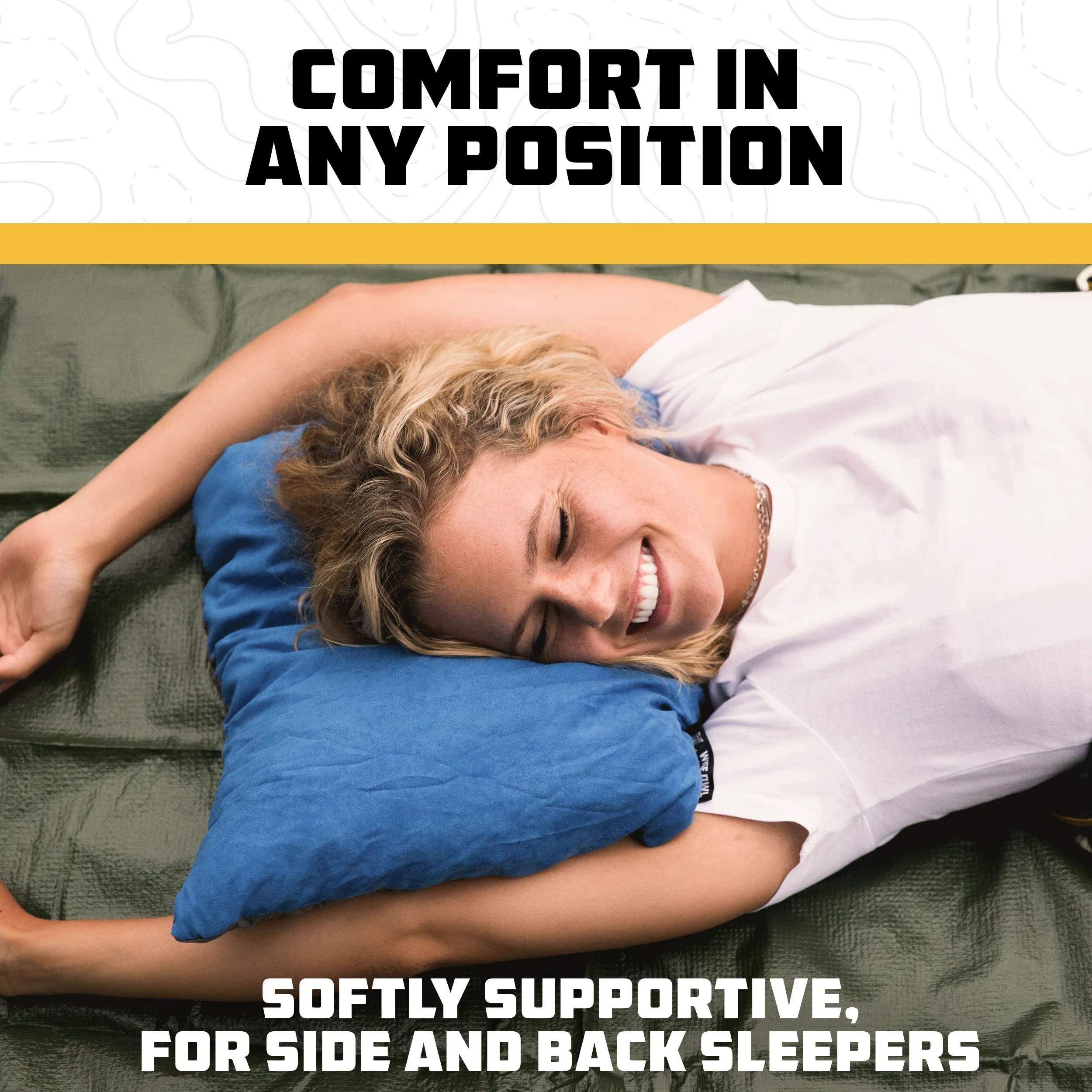 Wise Owl Outfitters Almohada de viaje de espuma viscoelástica para dormir en avión, senderismo, mochileros y uso al aire libre, pequeña y portátil para adultos, coche, campamento y tienda de campaña