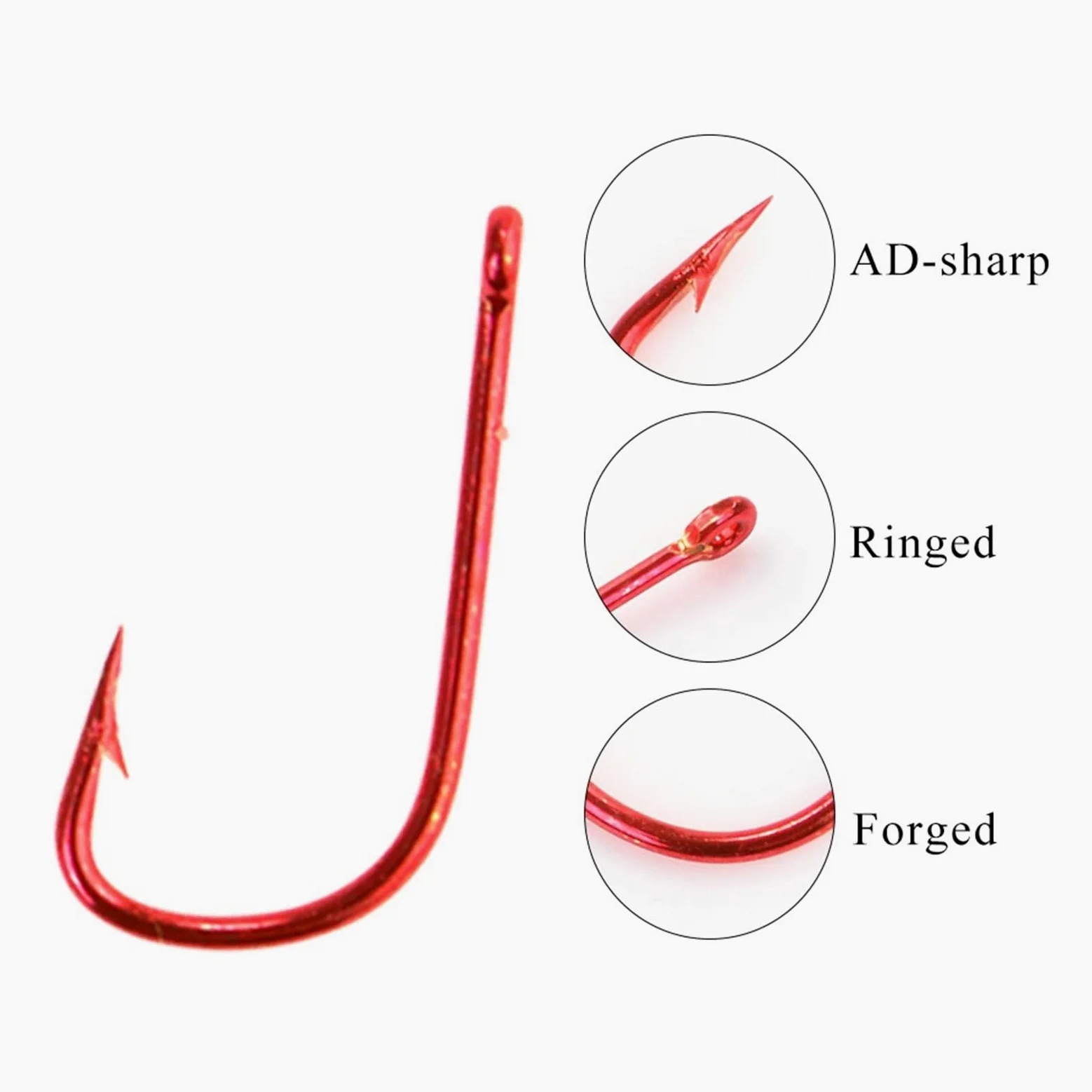 HARAY Gancho de Pesca 10 Uds. Anzuelos de Pesca de Carpa de Acero al Carbono con Anzuelo único de púas anillado con Ojo for Pescar Alicates de Pesca (Color : 14#)