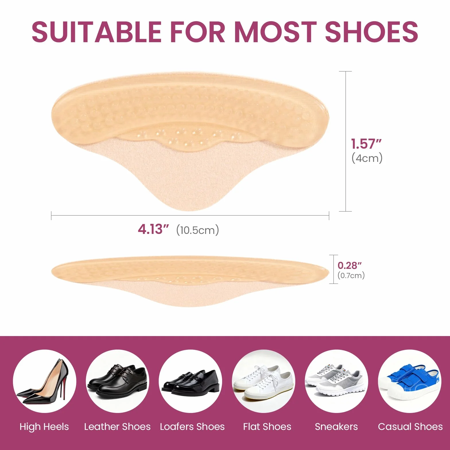 Welnove Taloneras para zapatos 3 pares protector talón almohadillas antideslizantes Beige