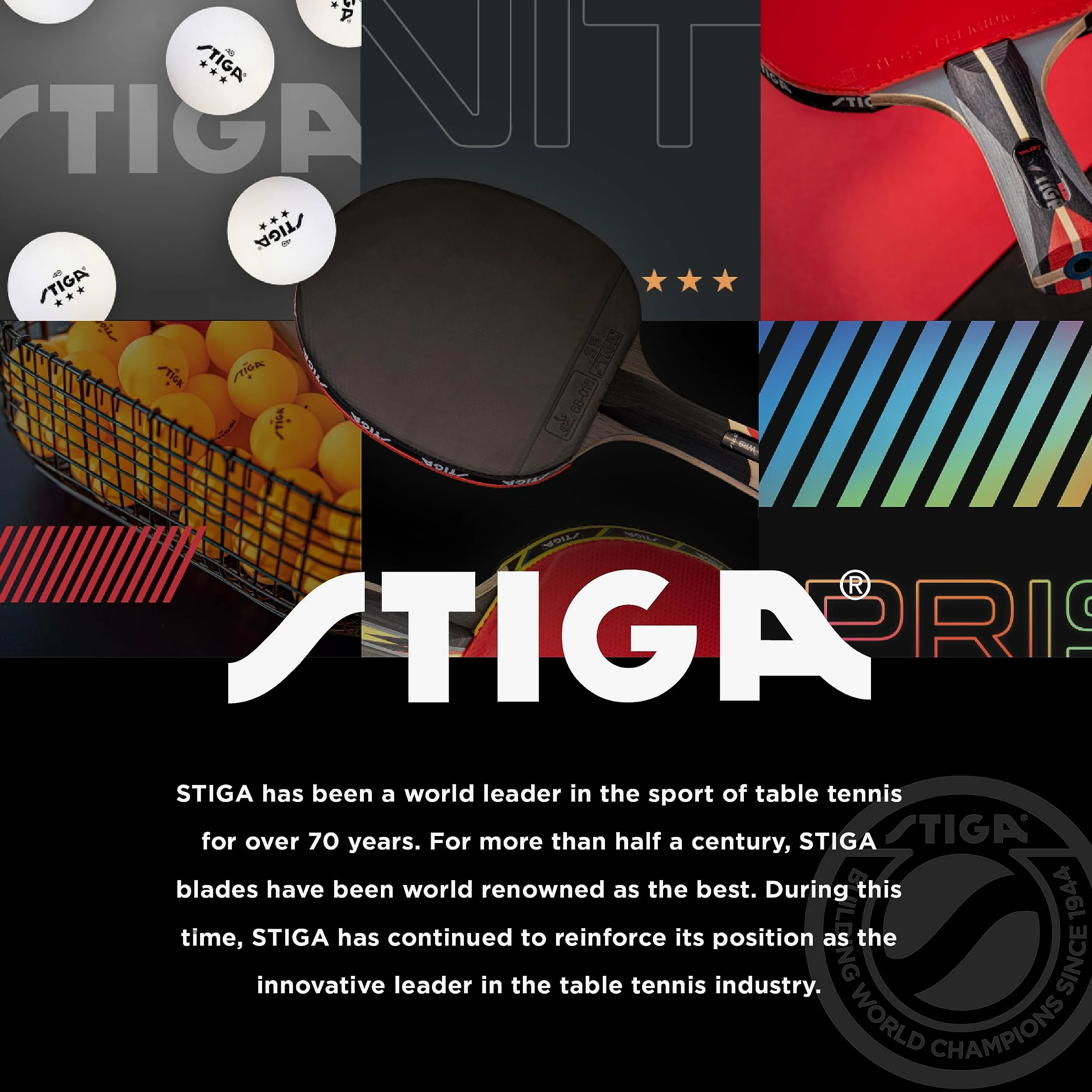 STIGA Pro Carbon Performance-Level Table Tennis Racket with Carbon Technology for Tournament Play - Red and Blue Colors