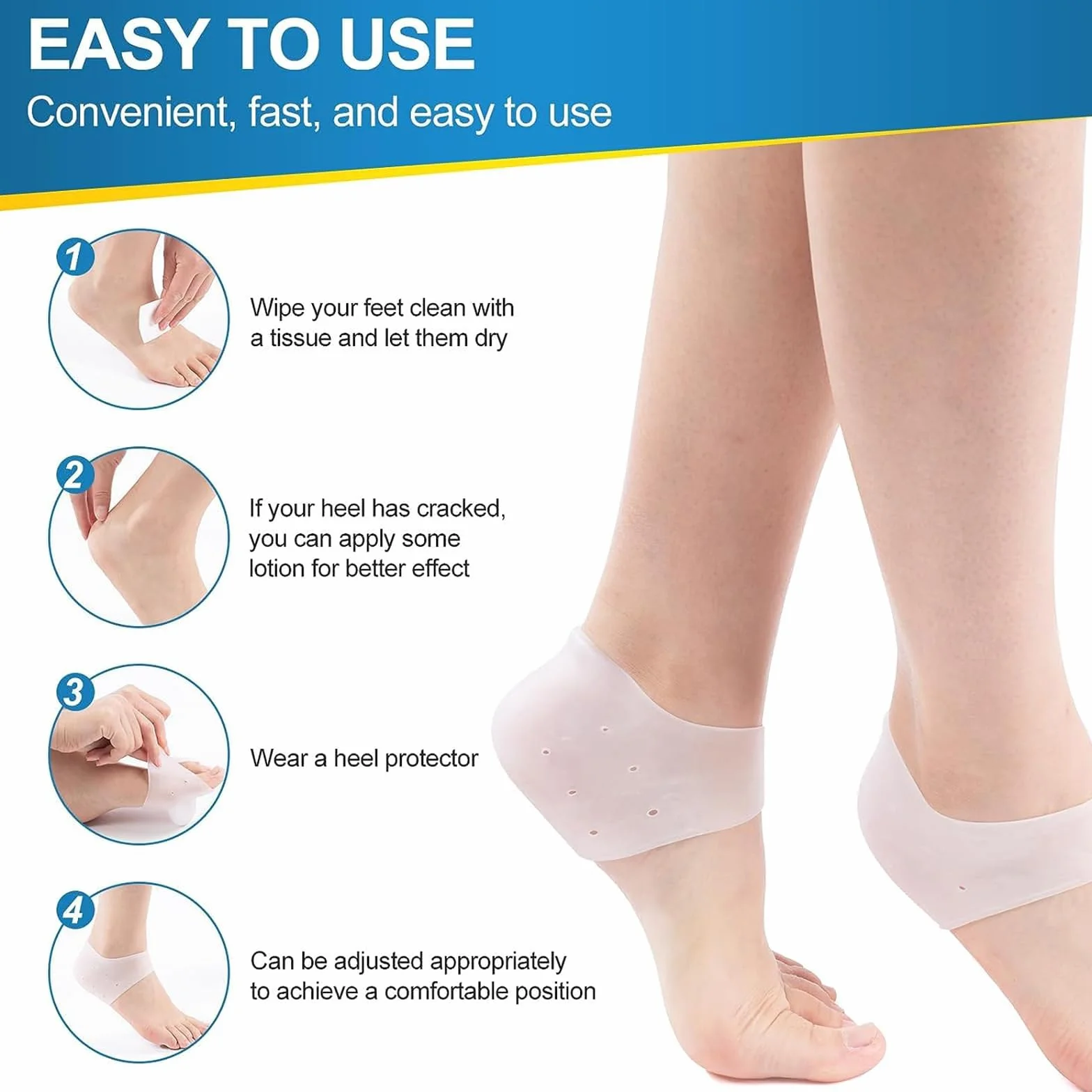 Protectores de Talón de Silicona, Protector Talon Zapato para Fascitis Plantar, Espolones Tacón