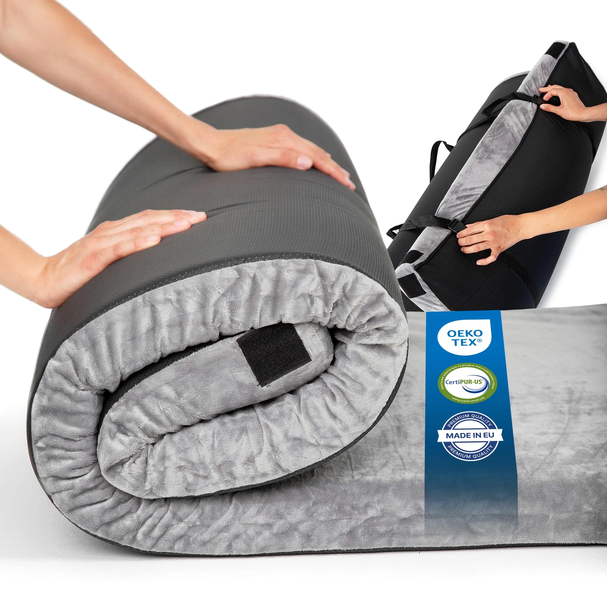 Colchón plegable – Cómodo colchón de suelo con espuma viscoelástica, ideal como colchón de camping, cama de invitados plegable o colchón plegable para tienda de campaña y aventuras al aire libre