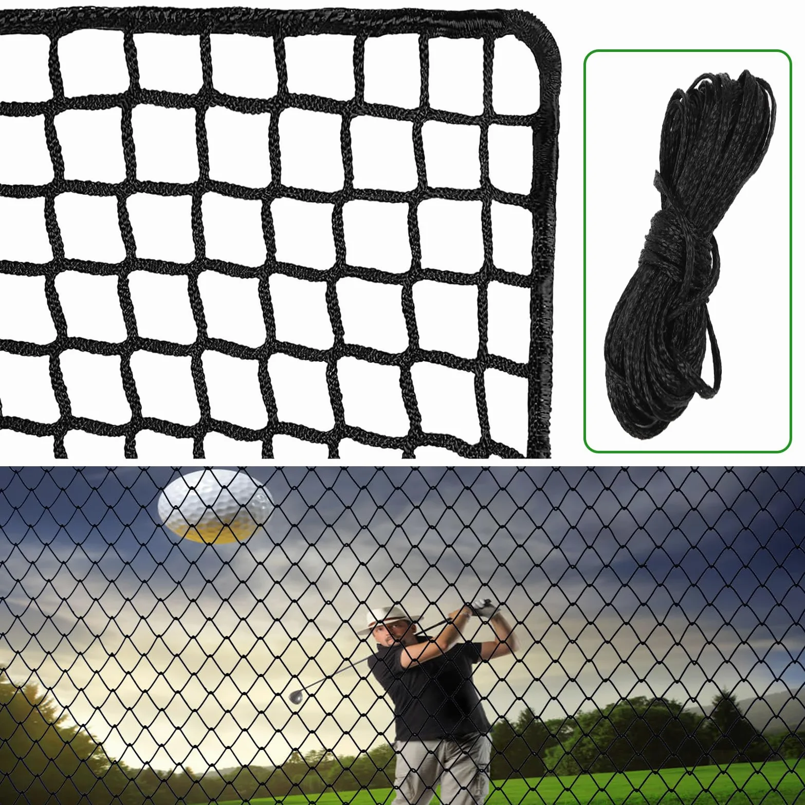 Red de golf de nailon 3 x 6 m para golf, béisbol, hockey