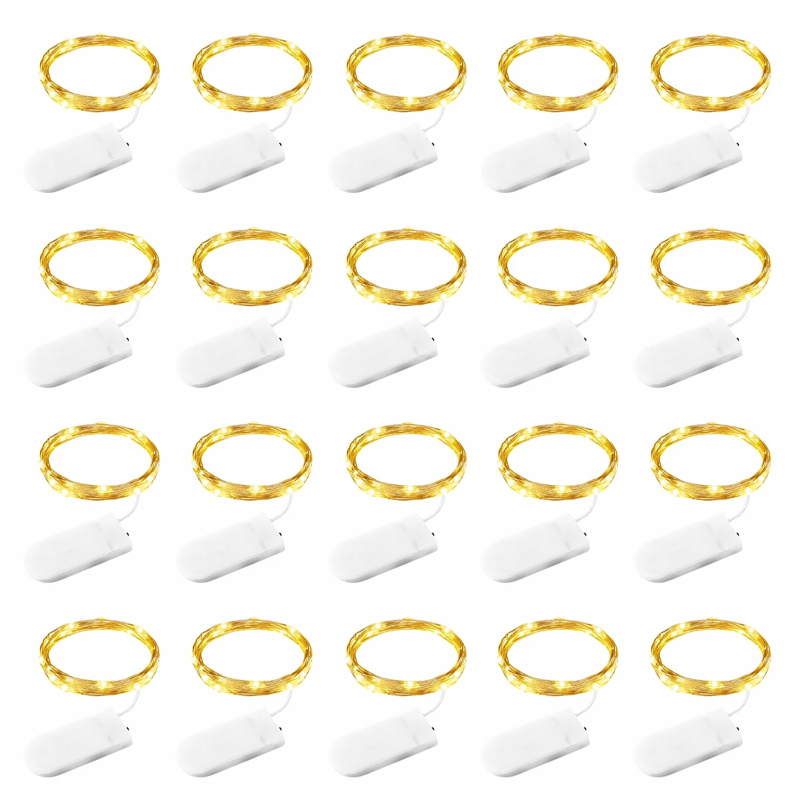 Guirnalda Luces LED 20 Piezas 1m 10 LED Impermeable Pilas Decoracion para Interior Jardin Boda Fiestas