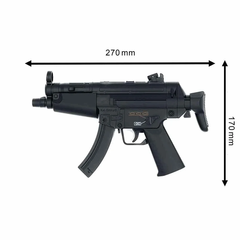 Mini Rifle de Airsoft - MP5 Eléctrico a Batería/Material: Plástico ABS de Alta Resistencia/Potencia: 0,1 Joule/Disparo único o Modo ráfaga