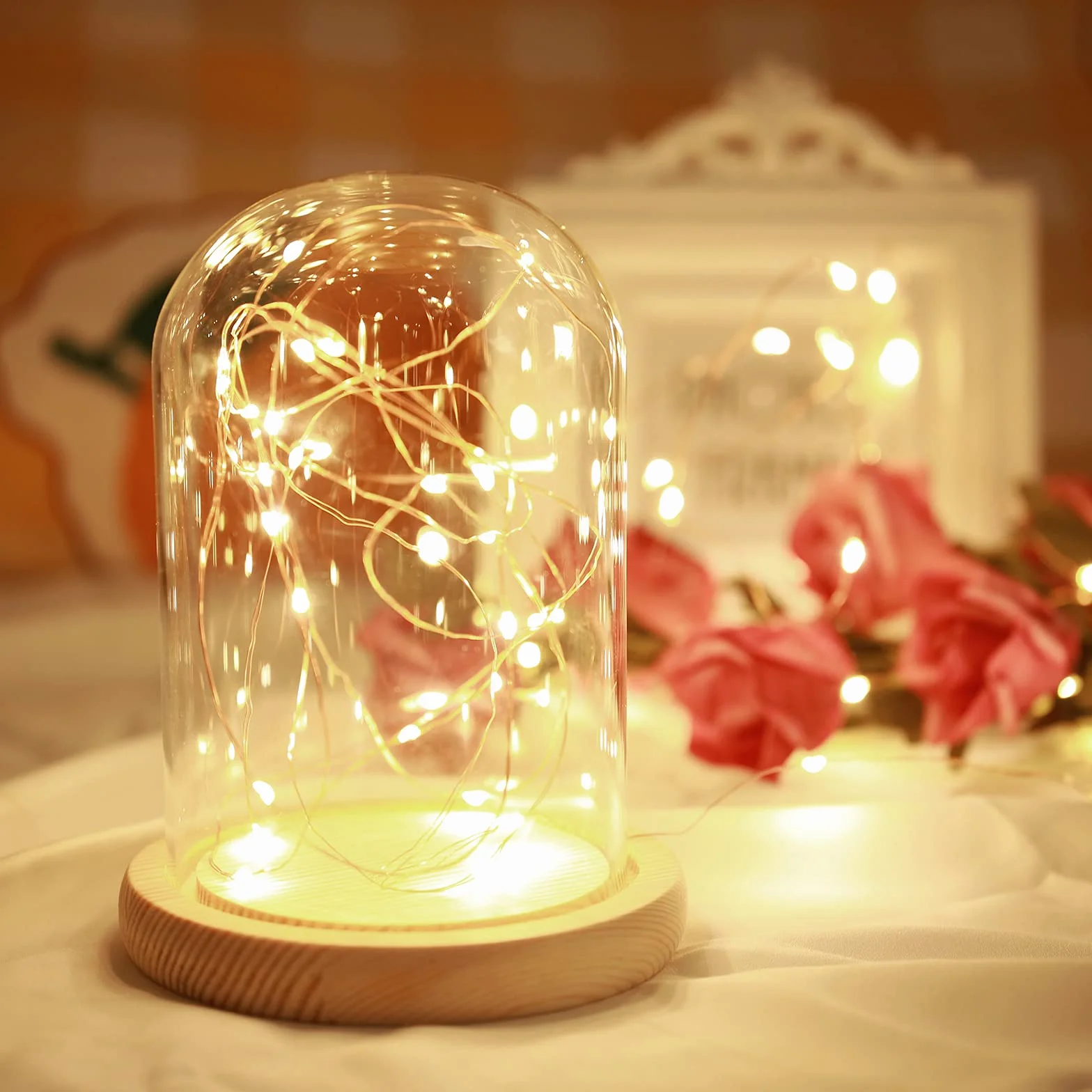 Guirnalda Alambre Led 10M Cadena Luces de Alambre de Cobre con 100 Micro Led USB Impermeable Blanco Cálido