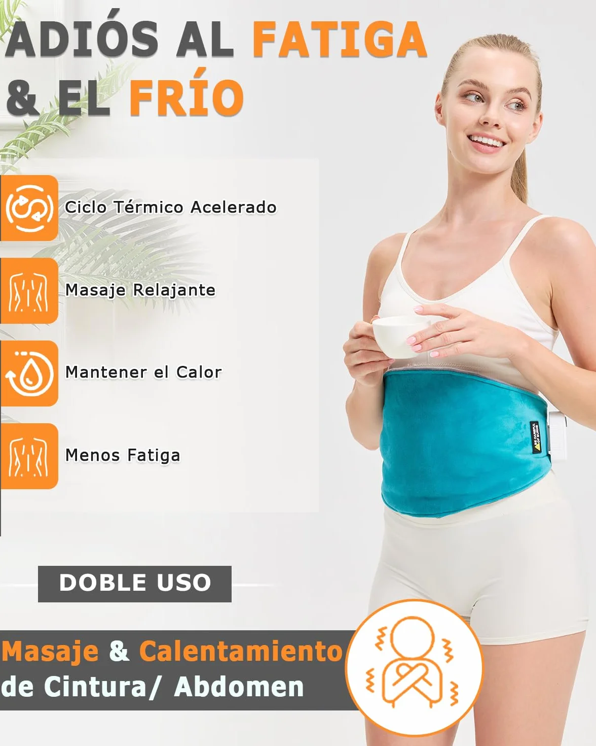 JOBYNA Almohadilla Eléctrica Lumbar, Manta Eléctrica Inalámbrica con Vibración, 5000mAh Masajeador Lumbar, 40-60℃ y 3 Modos de Vibración, Para Aliviar El Dolor la Zona Lumbar, Espalda y Abdominal