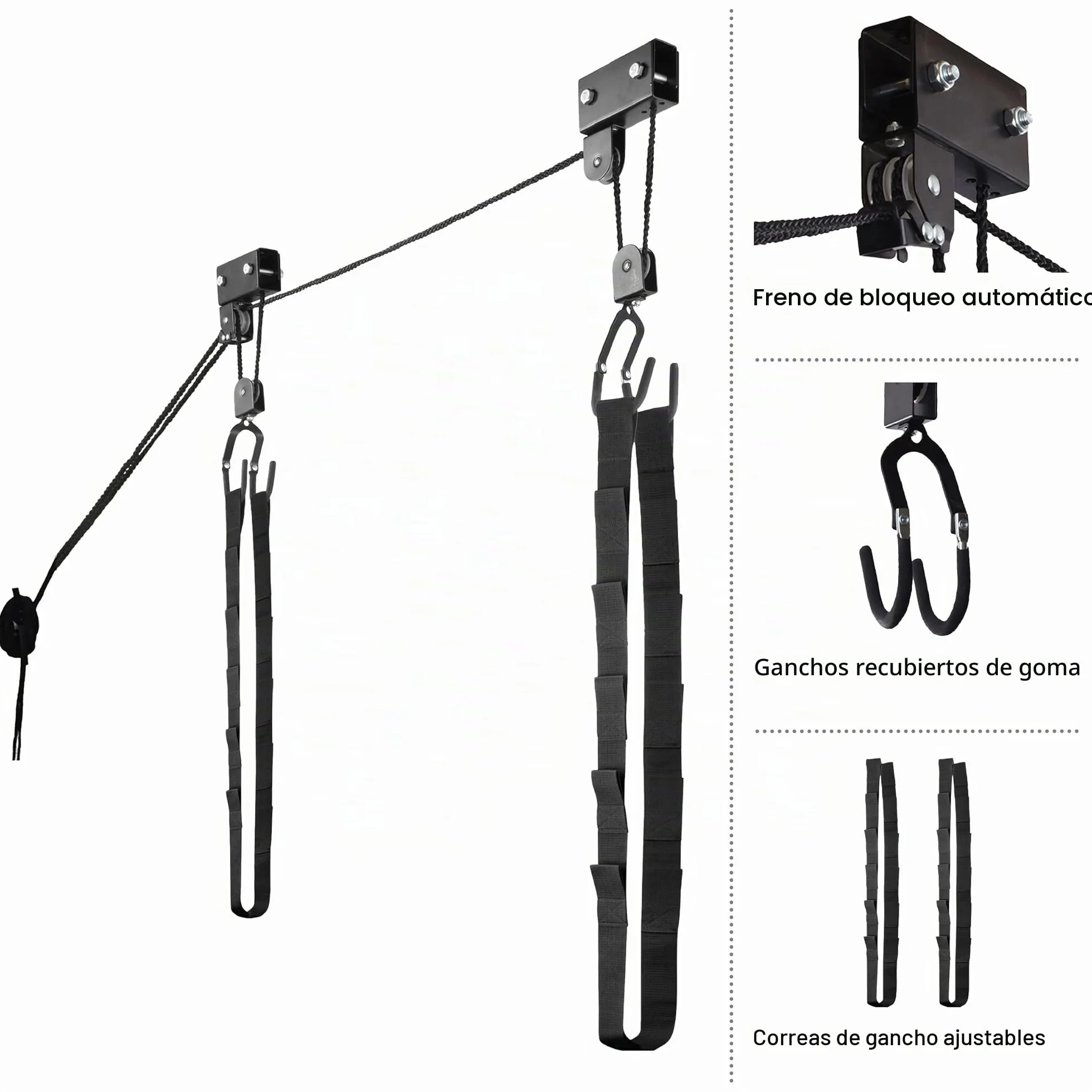 Sistema de polea Superior para Kayak, Canoa, Bicicleta o Escalera 125 Libras