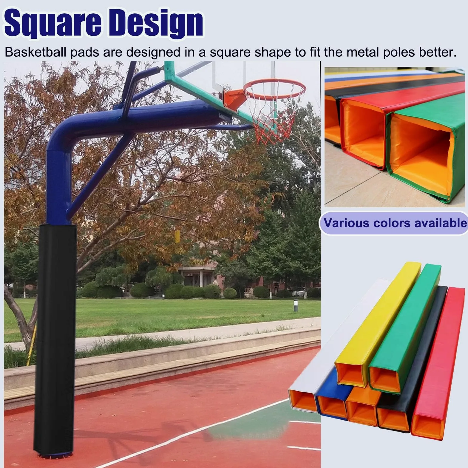 Acolchado de poste interior para bastones de voleibol de baloncesto, poste de garaje cuadrado envolvente para sótano, acolchado negro de 70 71 72 pulgadas de alto