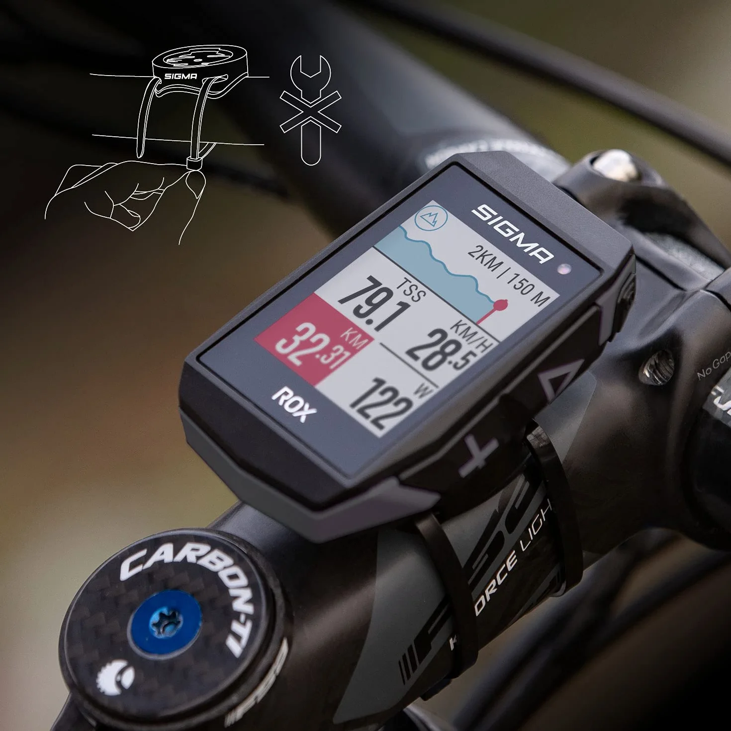 Sigma ROX 11.1 EVO Negro | Ciclocomputador GPS con 150 Funciones | Compatible con E-Bike I Ciclocomputador inalámbrico con Pantalla de 1,77" I Velocímetro GPS con medición de altitud
