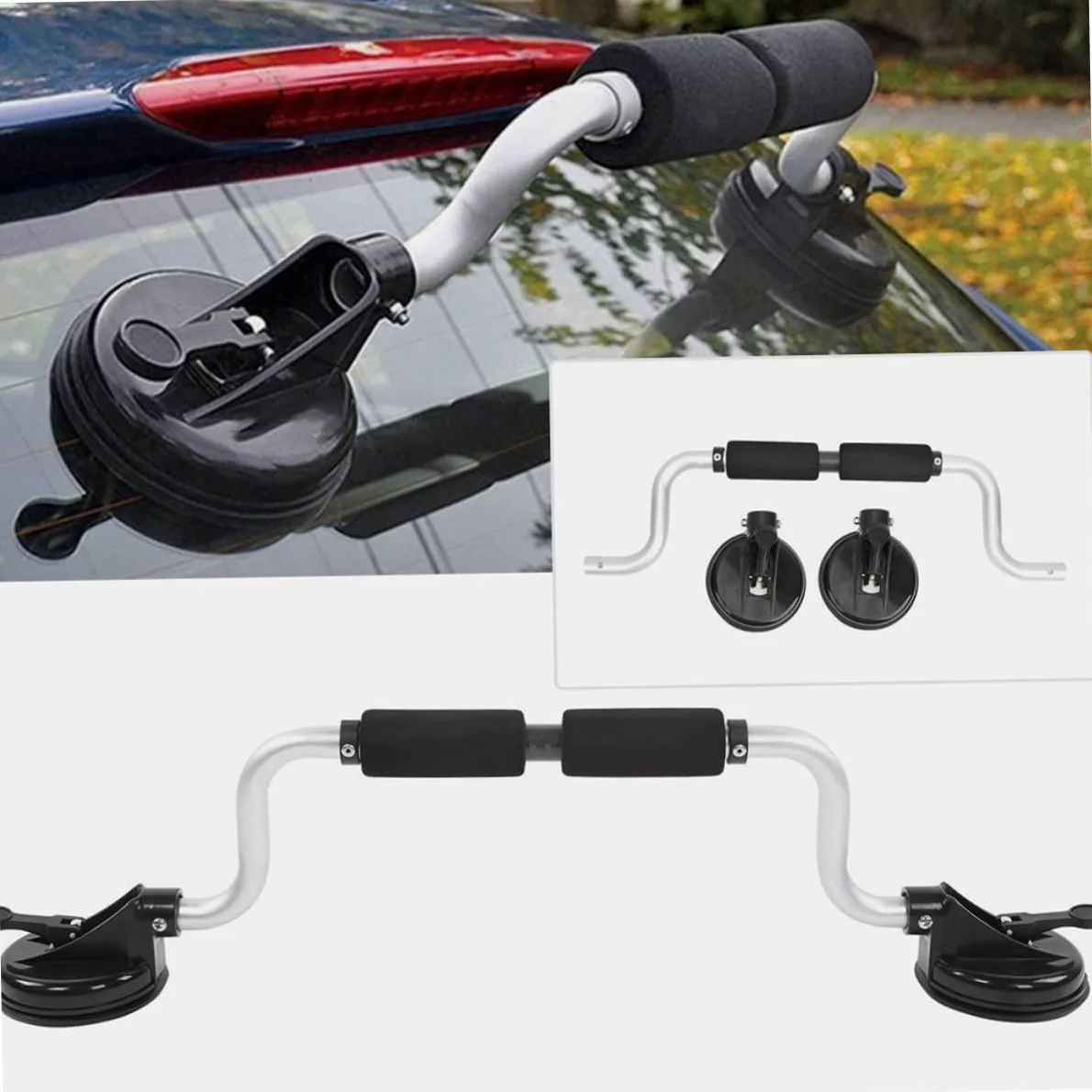 Toyvian Rodillo para Kayak y Canoa de Aleación de Aluminio con Ventosa, Soporte Resistente con Espuma Protectora y Capacidad Máxima de 40kg para Techo de Coche