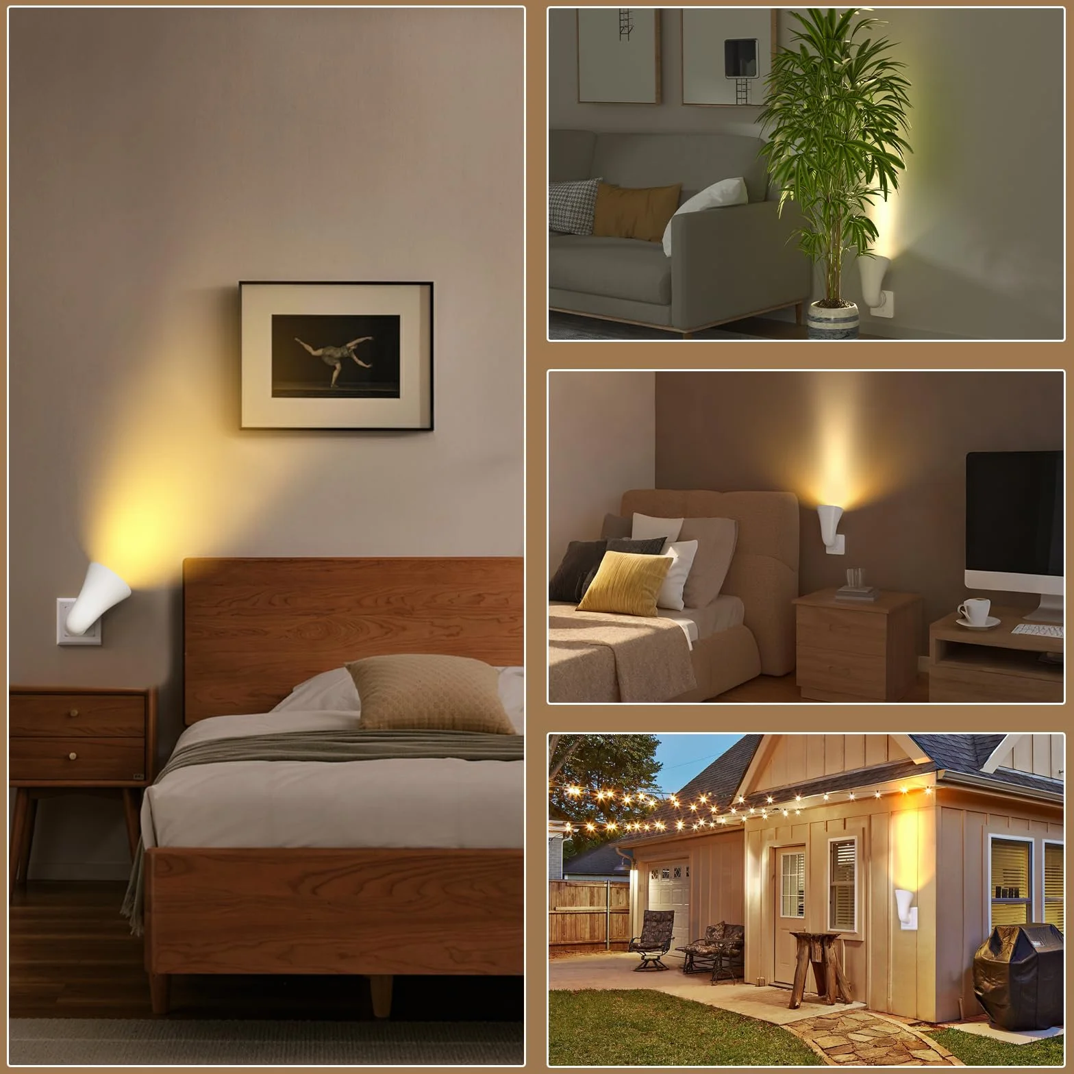 GU10 LED Aplique de Pared con Enchufe, Foco Uplighter, Luz Cálida 3000K
