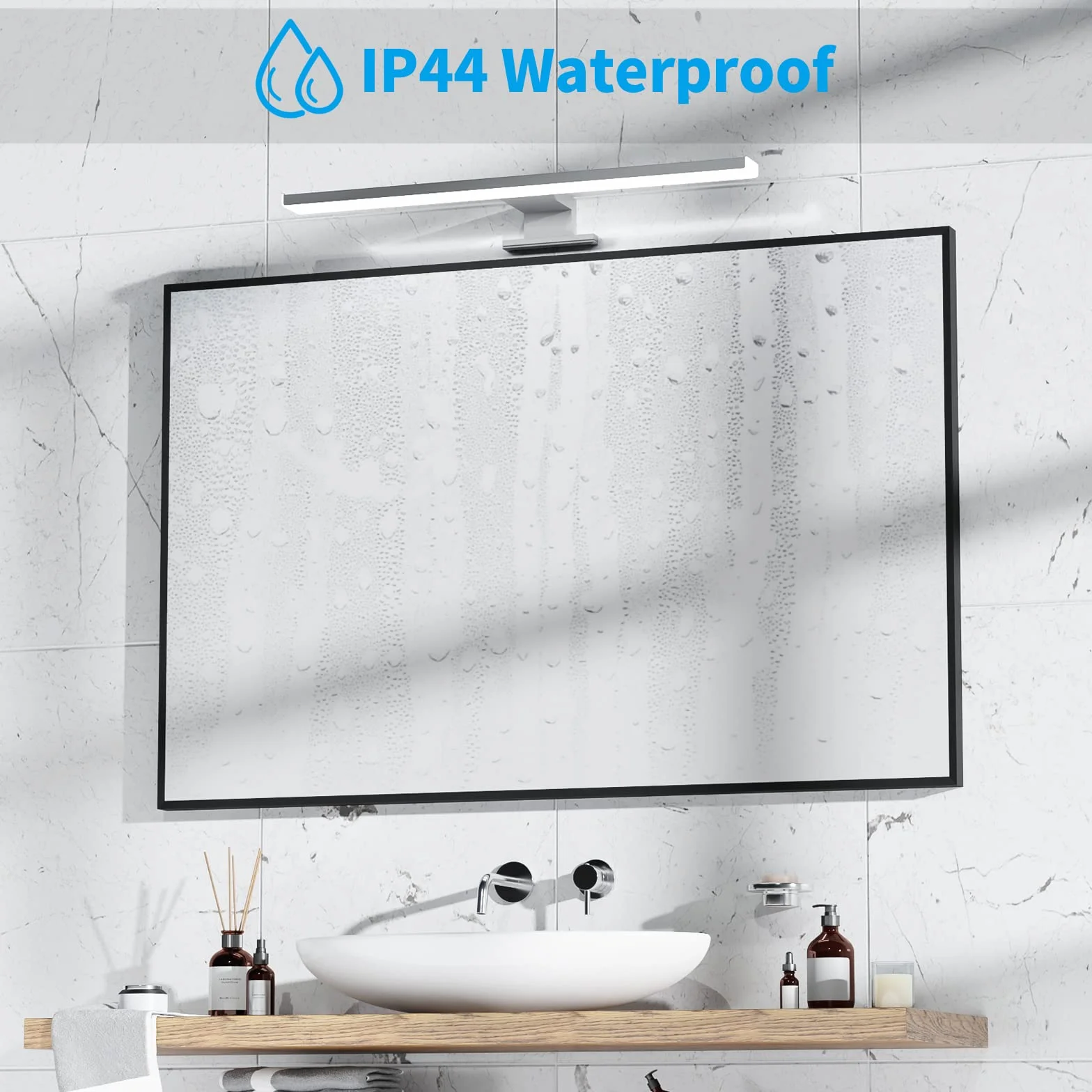 Aourow Lampara Espejo Baño 10W 40CM 820LM Aplique LED Blanco frío 6500K Resistente al Agua CLASE II