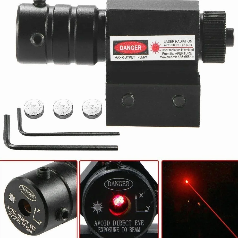 KinZon Mira Láser Táctica Roja con Montaje en Rail Picatinny 20mm, para Fusiles de Caza, Carabinas, Pistolas y Armas Cortas, Airsoft. 2 Diseños a Elegir