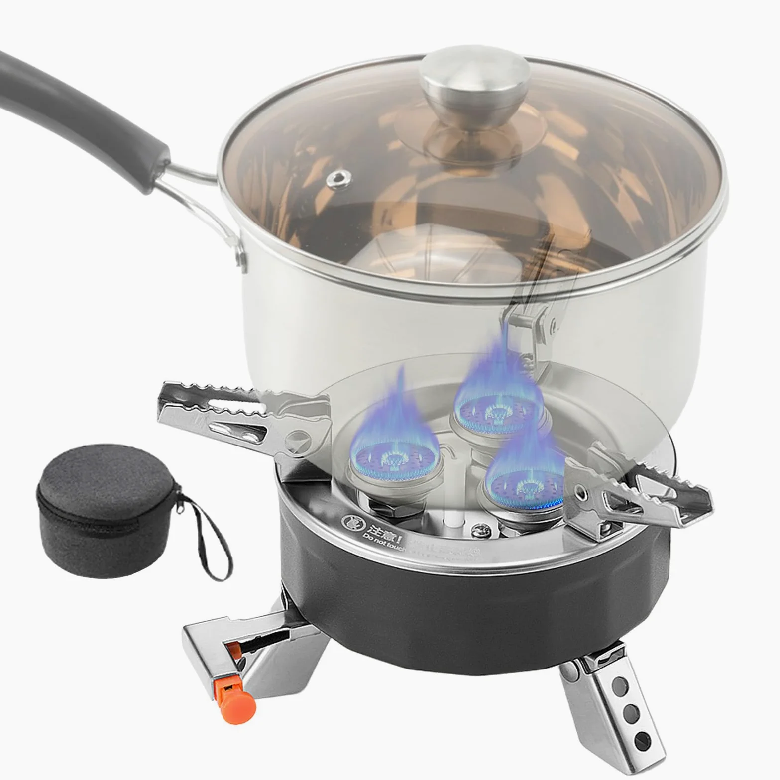 Estufa de camping – Cocina portátil de camping – quemador plegable portátil, 6800 W equipo al aire libre con bolsa de almacenamiento para senderismo, barbacoa, caza | Pequeño Hornillo de Camping Equipo de Acampada Pesca, Senderismo, Caza, Asador Barbacoa
